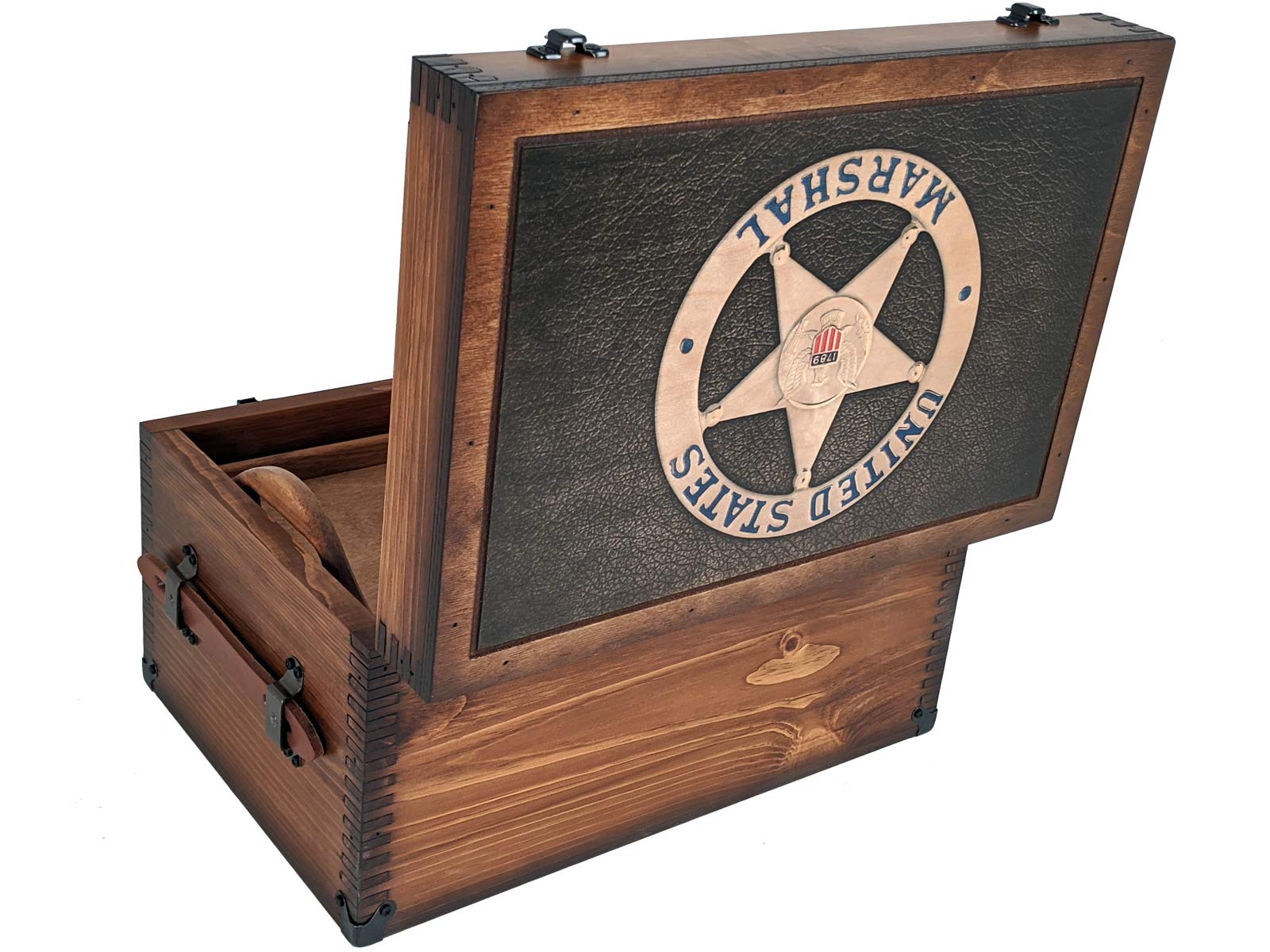US Marshal Badge Keepsake Box - Premium Wooden Memory Box for Collectibles, Jewelry & Valuables - Perfect for Law Enforcement Memorabilia & Gift Giving