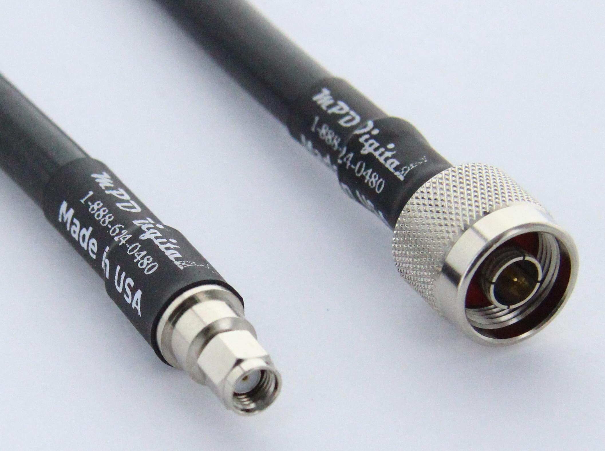 MPD-400PVC Superflex 50 Ohm RF Coaxial Cable - 50ft Black N Male to RP-SMA Male Connector - High Flexibility for Ham Radio, WiFi Antennas & CCTV Systems