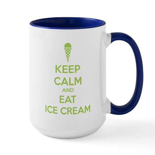 White/Navy Inside - Keep Calm And Eat Ice Cream Large Mug