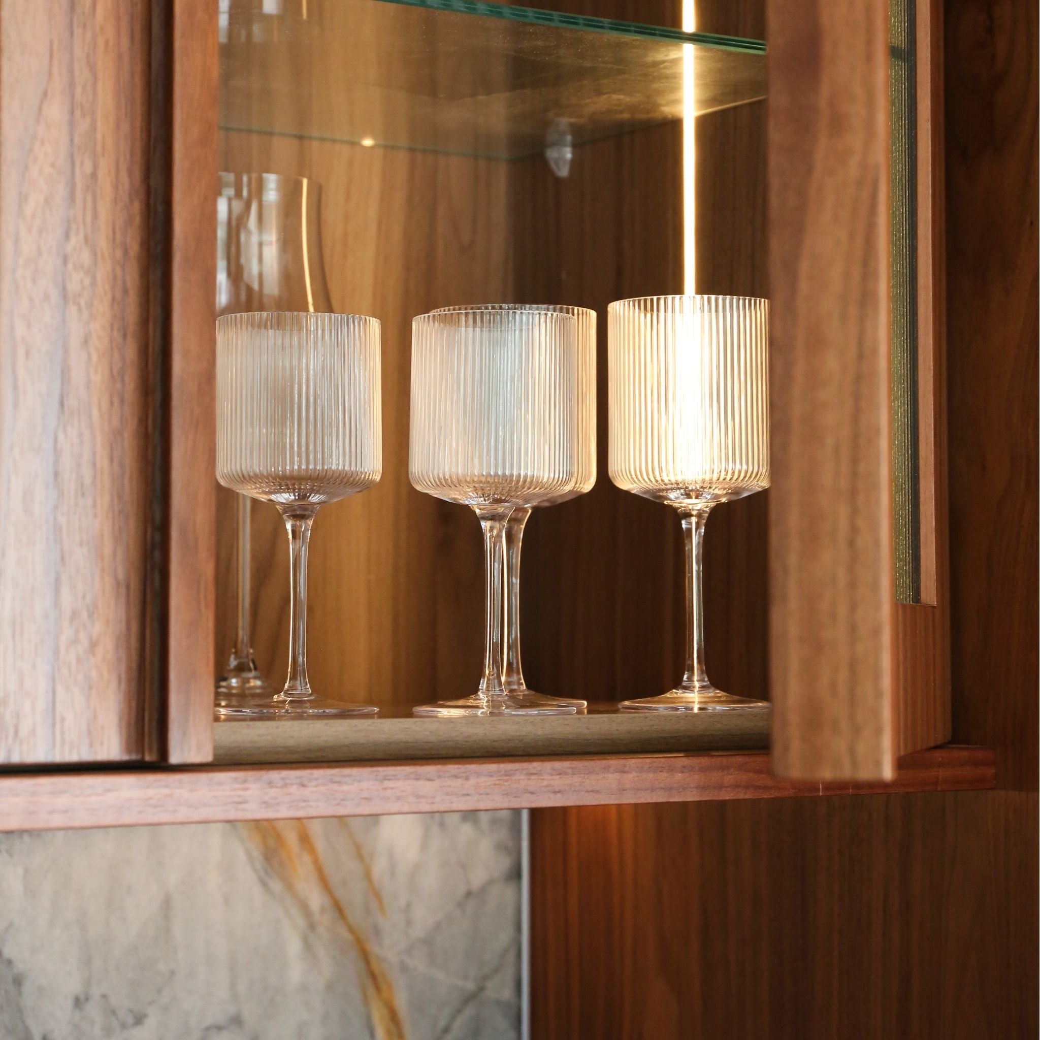 FERM LIVING Ripple White Wine Glasses Set of 2 - Clear Crystal Stemware for Chardonnay, Sauvignon Blanc & Riesling - Perfect for Dinner Parties, Weddings & Romantic Date Nights