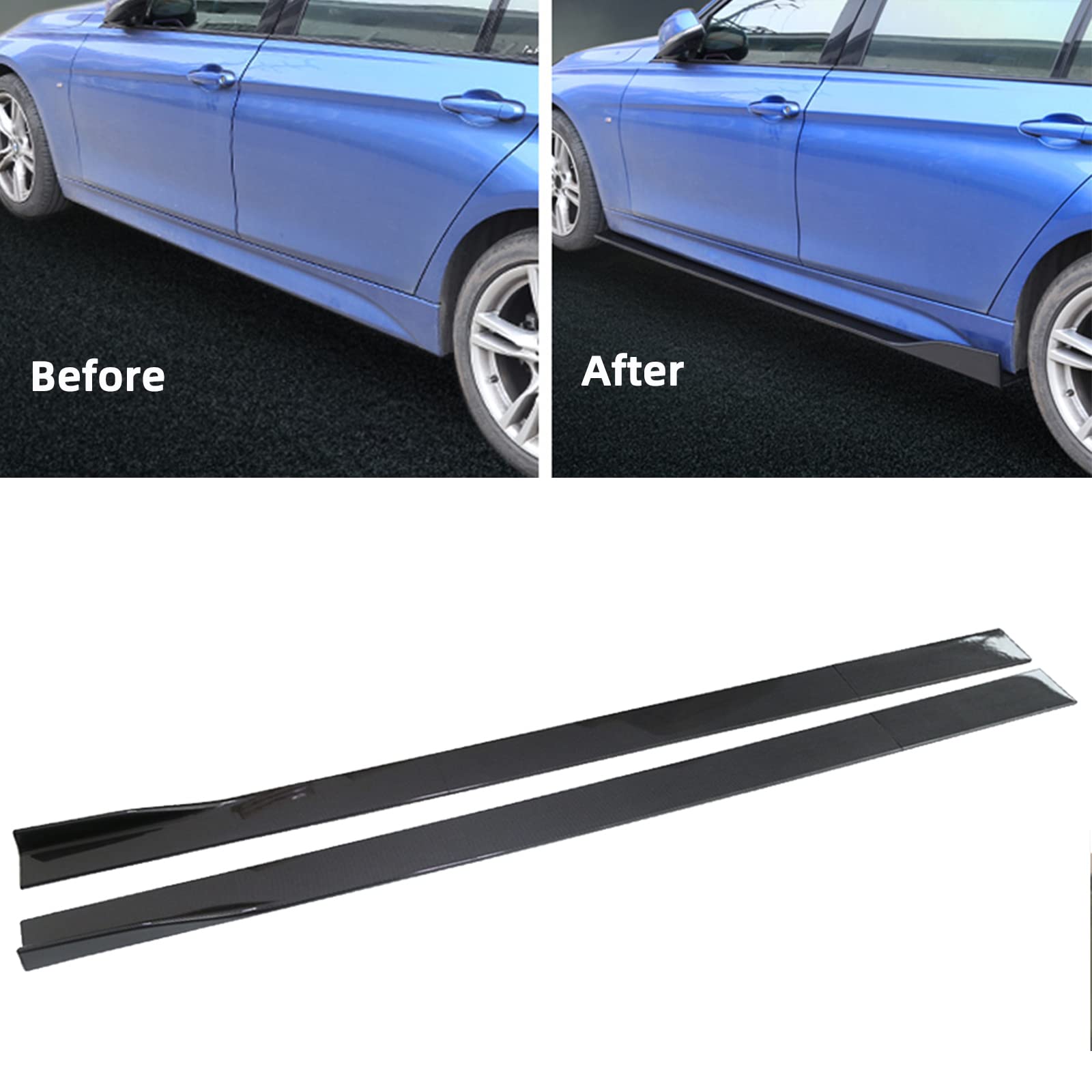 Universal Rocker Panel Extension Lower Side Skirts Body Kit - 2M/78.7inch Carbon Fiber for Car Exterior Styling & Protection - Perfect for Sports Cars, Sedans, and Tuner Vehicles
