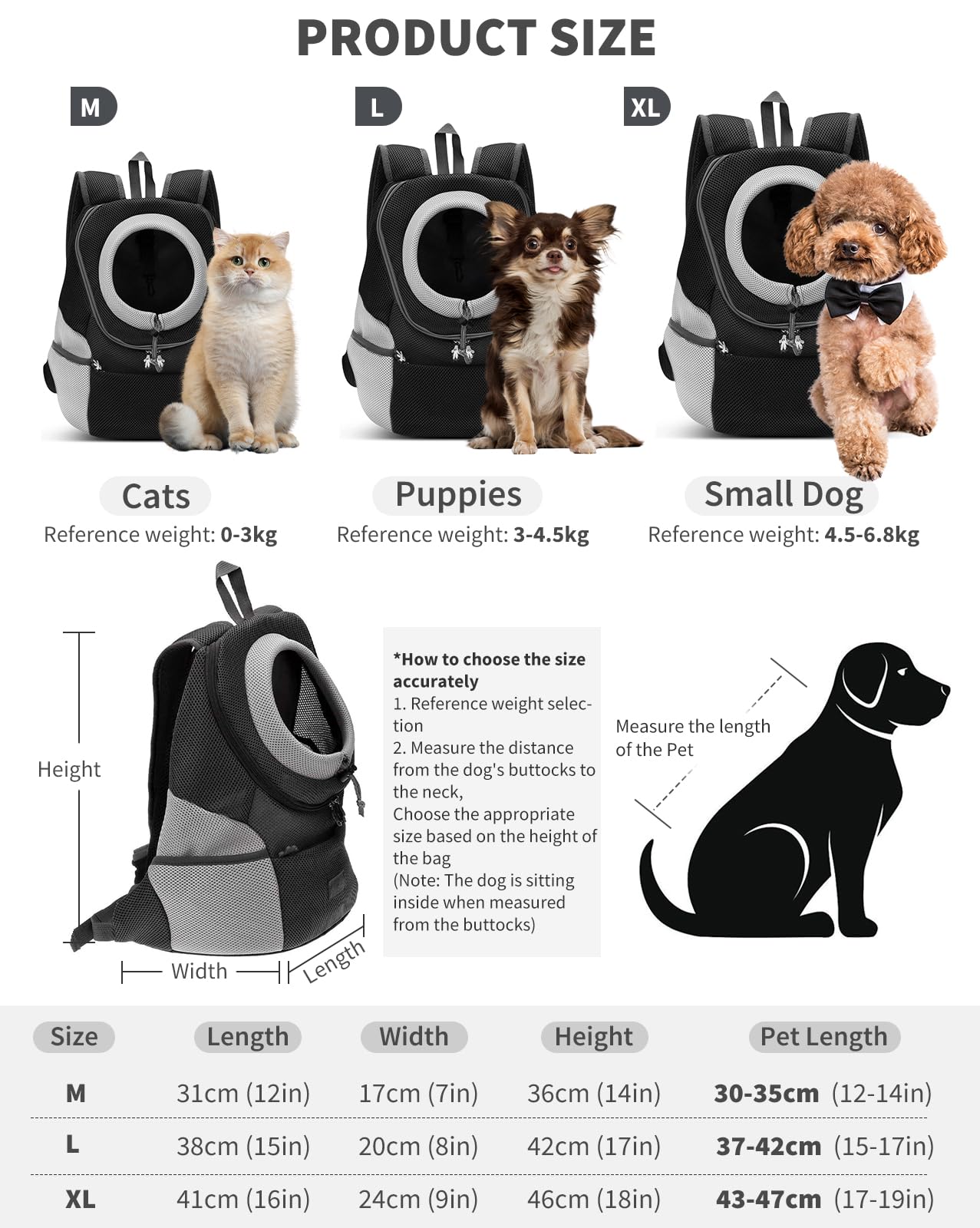 Dog Backpack Carrier for Small Dogs & Cats - Lightweight Pet Travel Carrier Backpack with Breathable Mesh | Perfect for Hiking, Air Travel & Outdoor Adventures