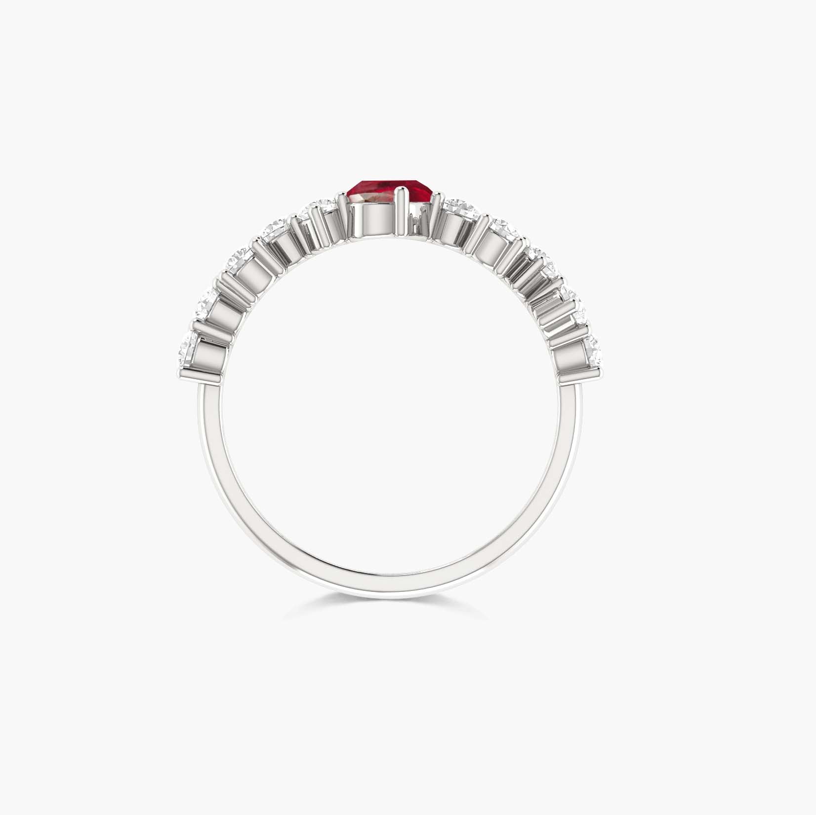 Genuine Red Rose Ruby & Round Cubic Zirconia Ring - Elegant Jewelry for Weddings, Anniversaries & Special Occasions