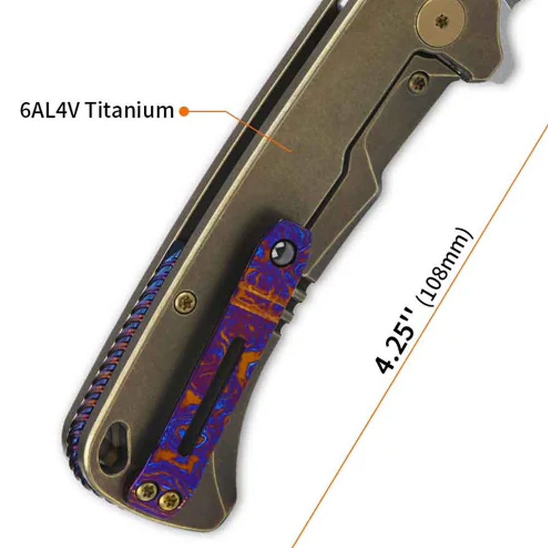 QSP Rhino M390 Folding Pocket Knife - Bronzed Titanium Handle, QS143 D - EDC, Outdoor Camping & Everyday Carry Knife