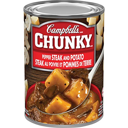 Campbell's Chunky Pepper Steak and Potato Soup - 18.3 oz (540 mL) | Hearty Canned Soup Imported from Canada | Perfect for Quick Meals, Camping & Emergency Food Storage