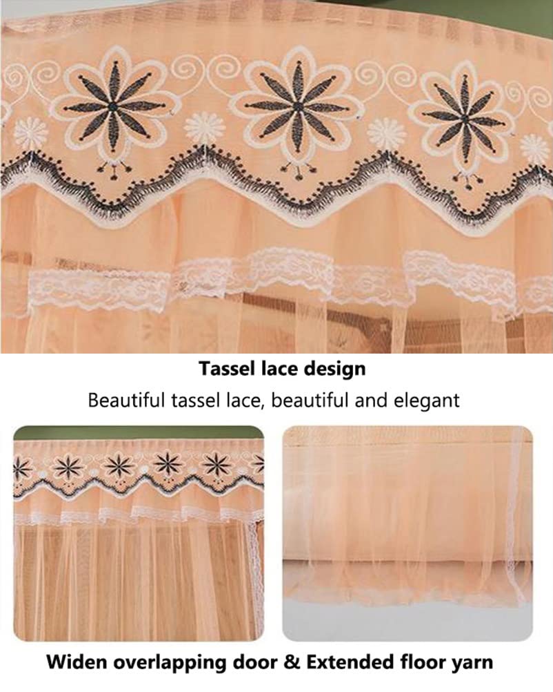 Romantic Pink Bed Canopy Mosquito Net for Single, Double & King Beds - 120X200CM Metal Frame Summer Bed Curtain for Bedroom Decor | Perfect for Outdoor Camping, Boho Bedroom & Wedding Decorations