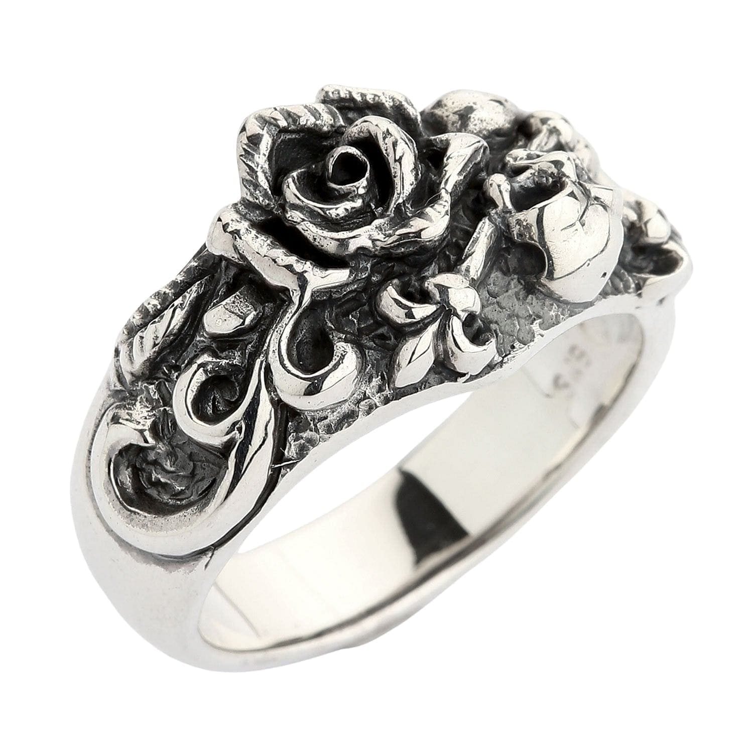 Gothic Skull and Rose Sterling Silver Ring for Men & Women - Perfect for Halloween, Punk Fashion, and Gothic Jewelry Lovers