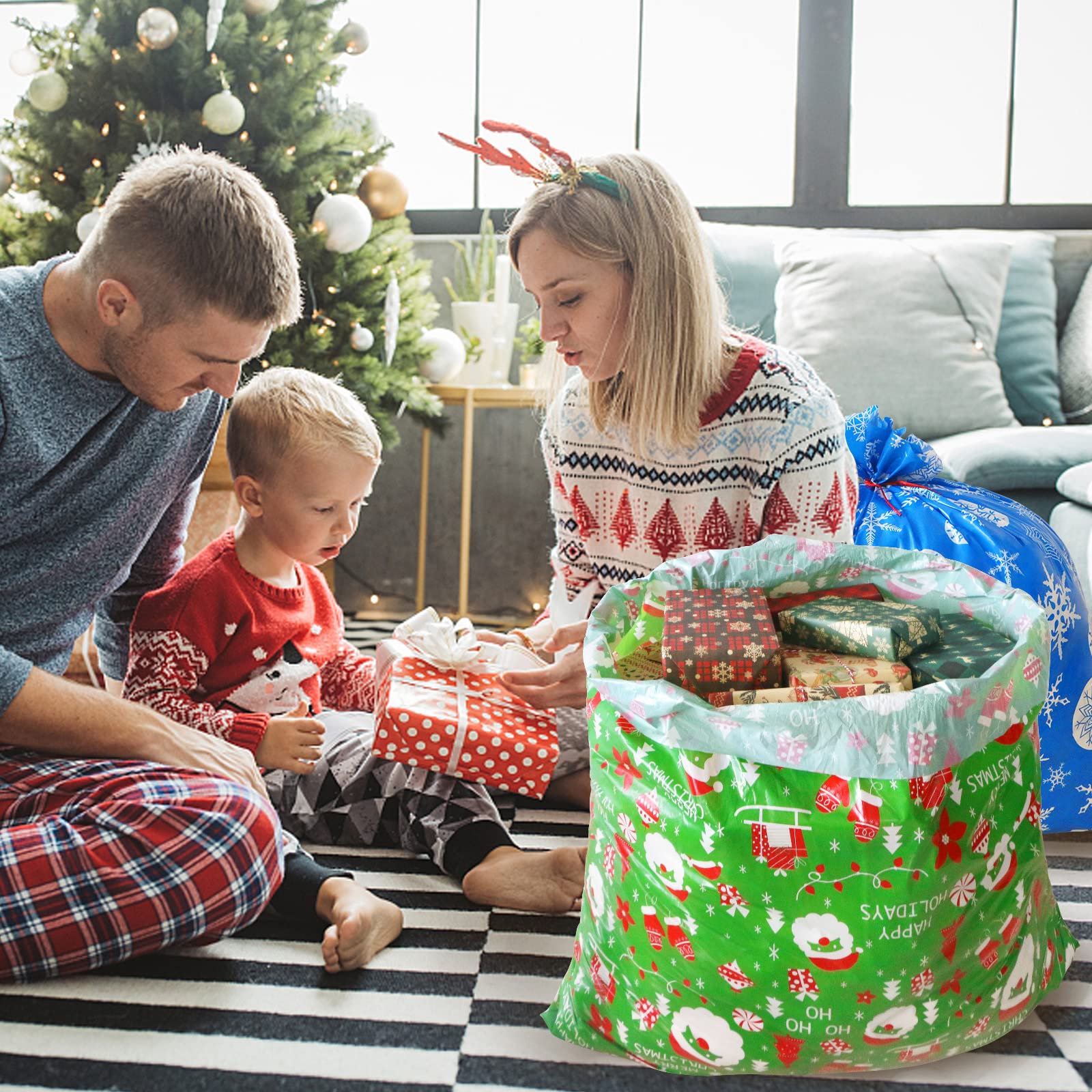 ZMCINER 6-Piece Large Christmas Gift Bags Set - 35.8” X 35.8” Jumbo Holiday Present Wrapping Bags for Xmas Gifts, Stocking Stuffers & Party Favors - Perfect for Christmas Parties, Family Gatherings & Corporate Gift Exchanges