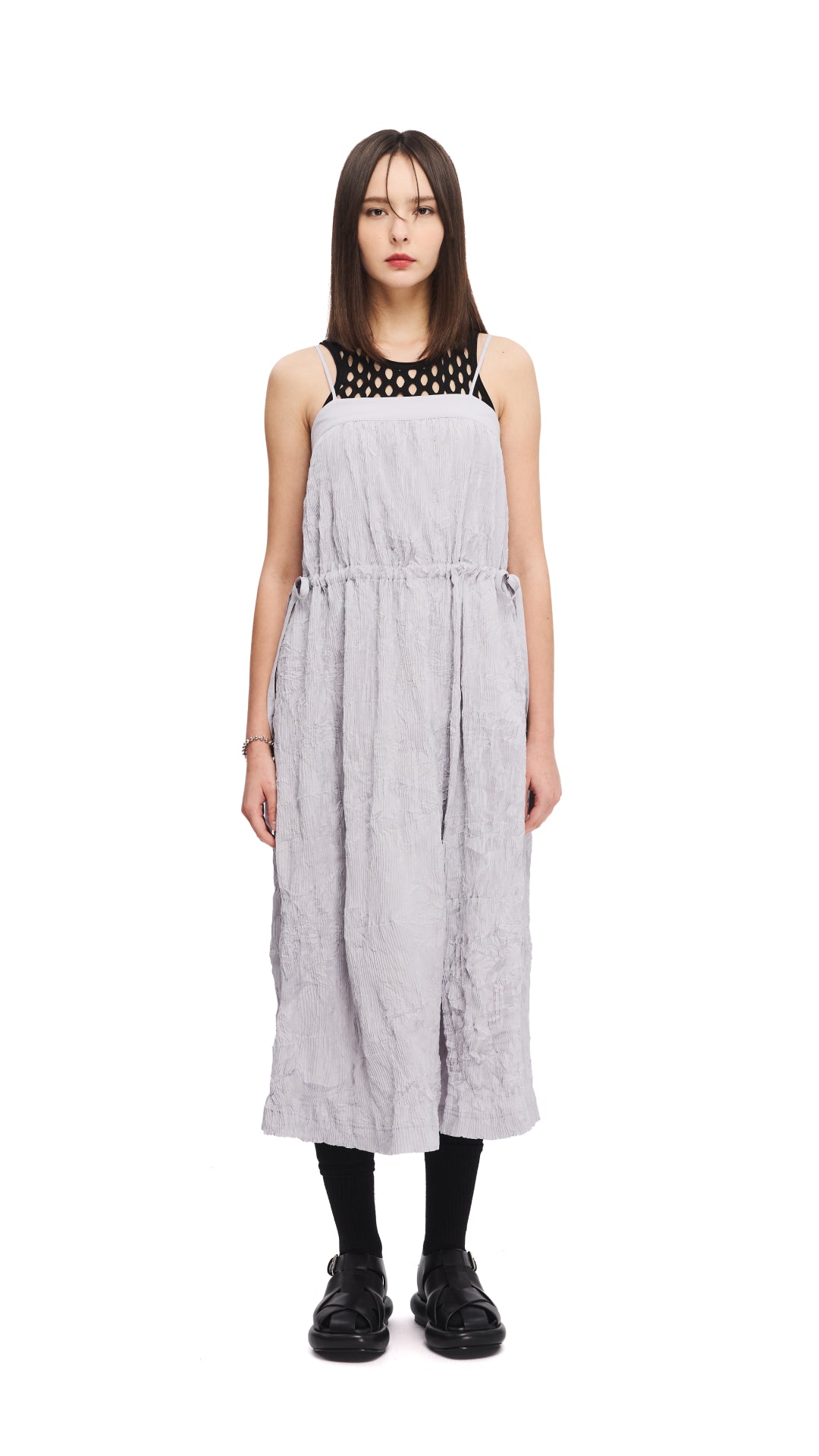Elegant Crinkle Pleat Dress for Women - Flowy Summer Midi Dress with Ruffles | Perfect for Beach Vacations, Date Nights & Casual Outings