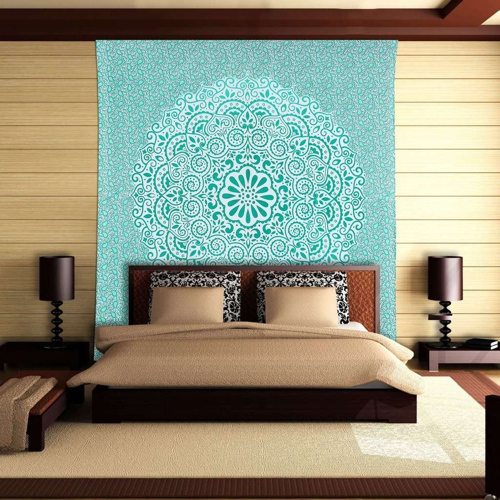 Indian Green Mandala Tapestry - Queen Size Cotton Printed Bohemian Wall Hanging for Bedroom Decor, Yoga Room Divider, Festival Throw Blanket & Boho Chic Home Decoration