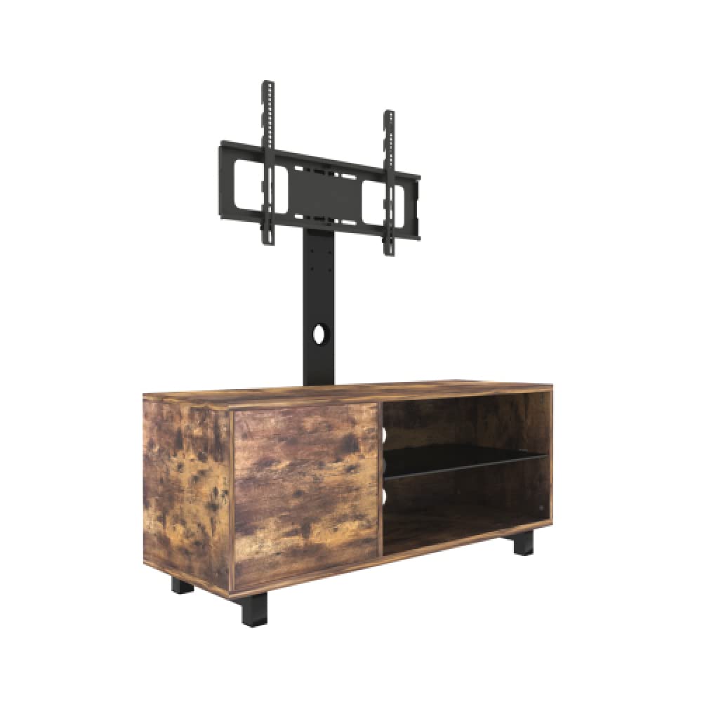 Brown TV Stand with Push-to-Open Storage Cabinet for 65 Inch TVs - Wood & Glass Entertainment Center for Living Room & Bedroom - Perfect for Modern Home Theater Setup & Media Organization