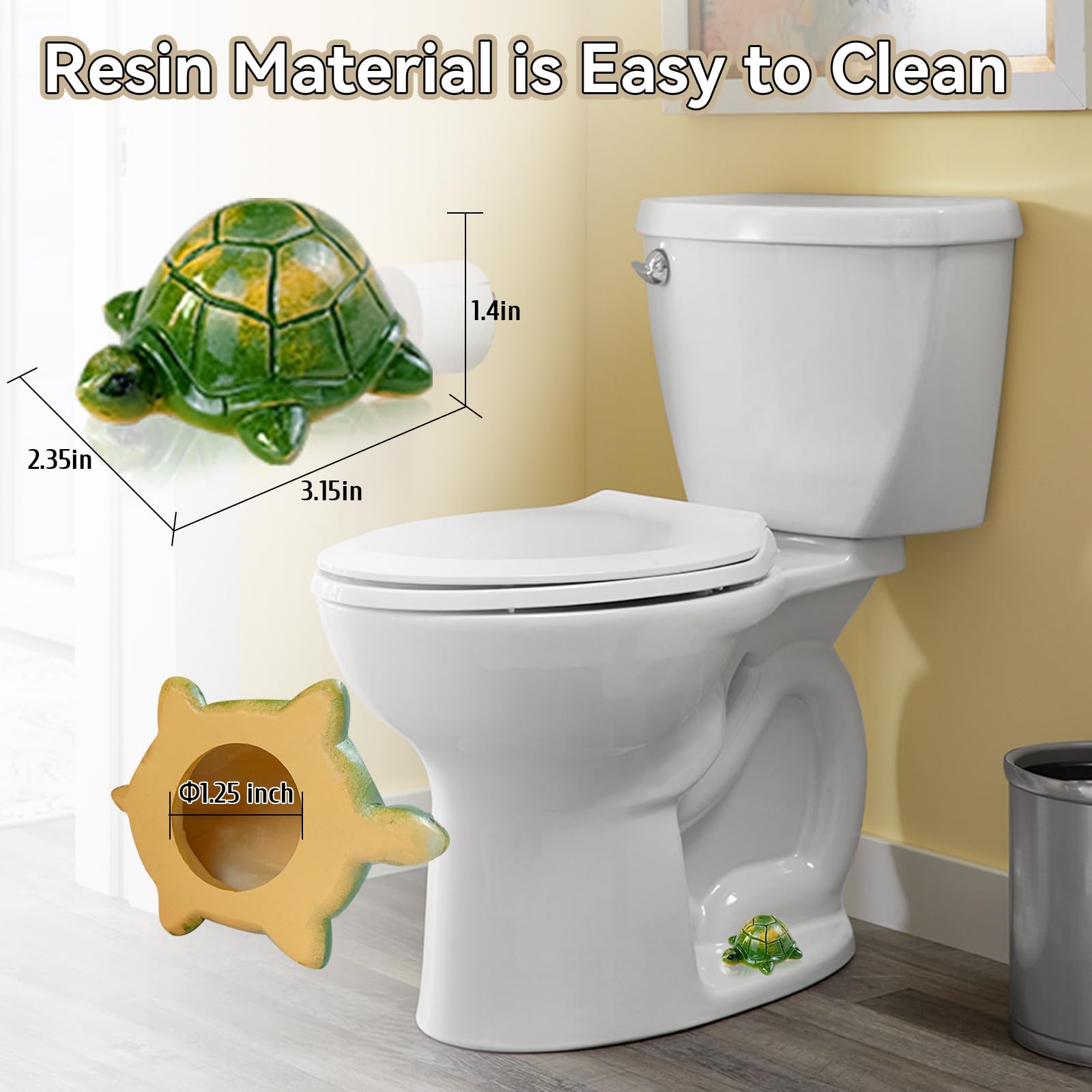 Decorative Resin Toilet Bolt Caps - Rust-Proof Bathroom Accessories Set of 2 (Turtle Design) for Easy Installation & Toilet Seat Protection - Perfect for Home, Hotel & RV Bathroom Upgrades
