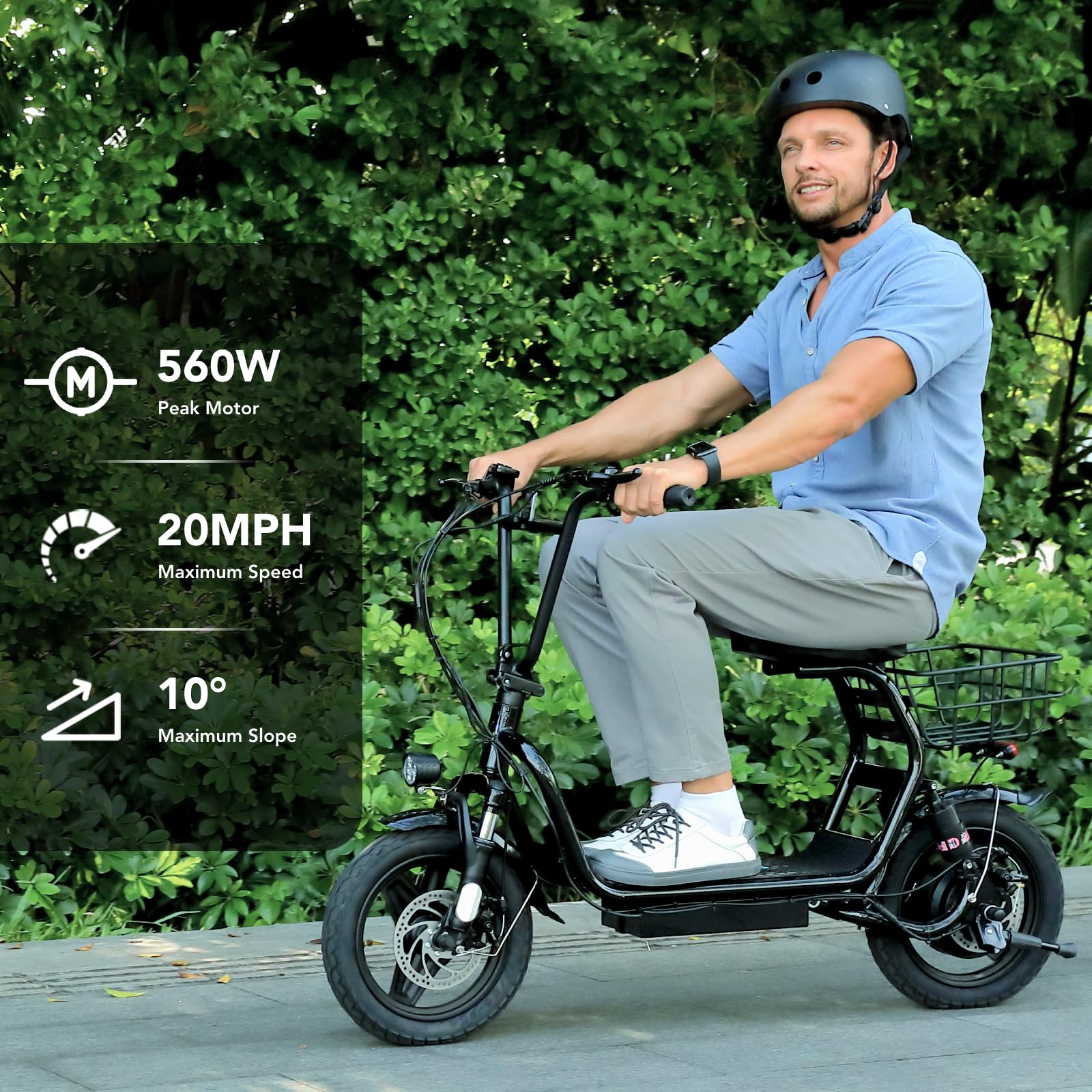 Caroma Peak 1200W Foldable Electric Scooter with Seat - 14