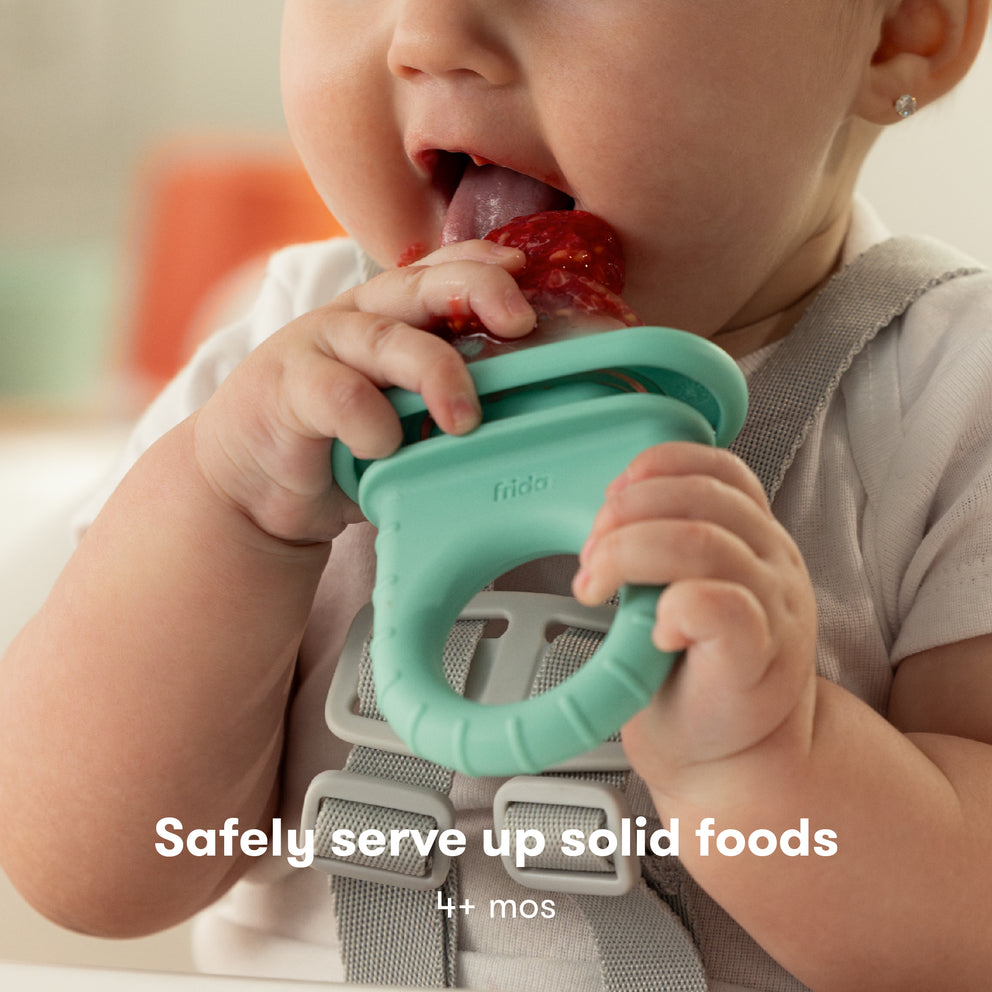 Fridababy Push Pop Feeder - Baby Fruit & Food Feeder for Teething Infants - Safe Silicone Mesh Feeder for Healthy Snacking - Perfect for On-the-Go, Travel & Home Use
