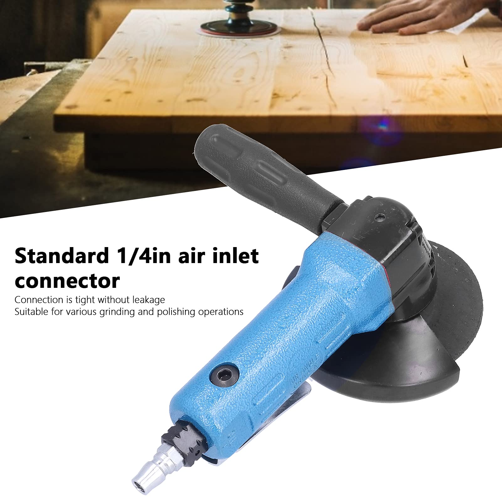 4in Air Angle Grinder - 11000 RPM Pneumatic Cutting Tool with Low Vibration, Hardened Gears & Precision Bearings for Metal Polishing, Burr Removal & Grinding - Perfect for Automotive Repair, Metal Fabrication & DIY Projects (Blue)