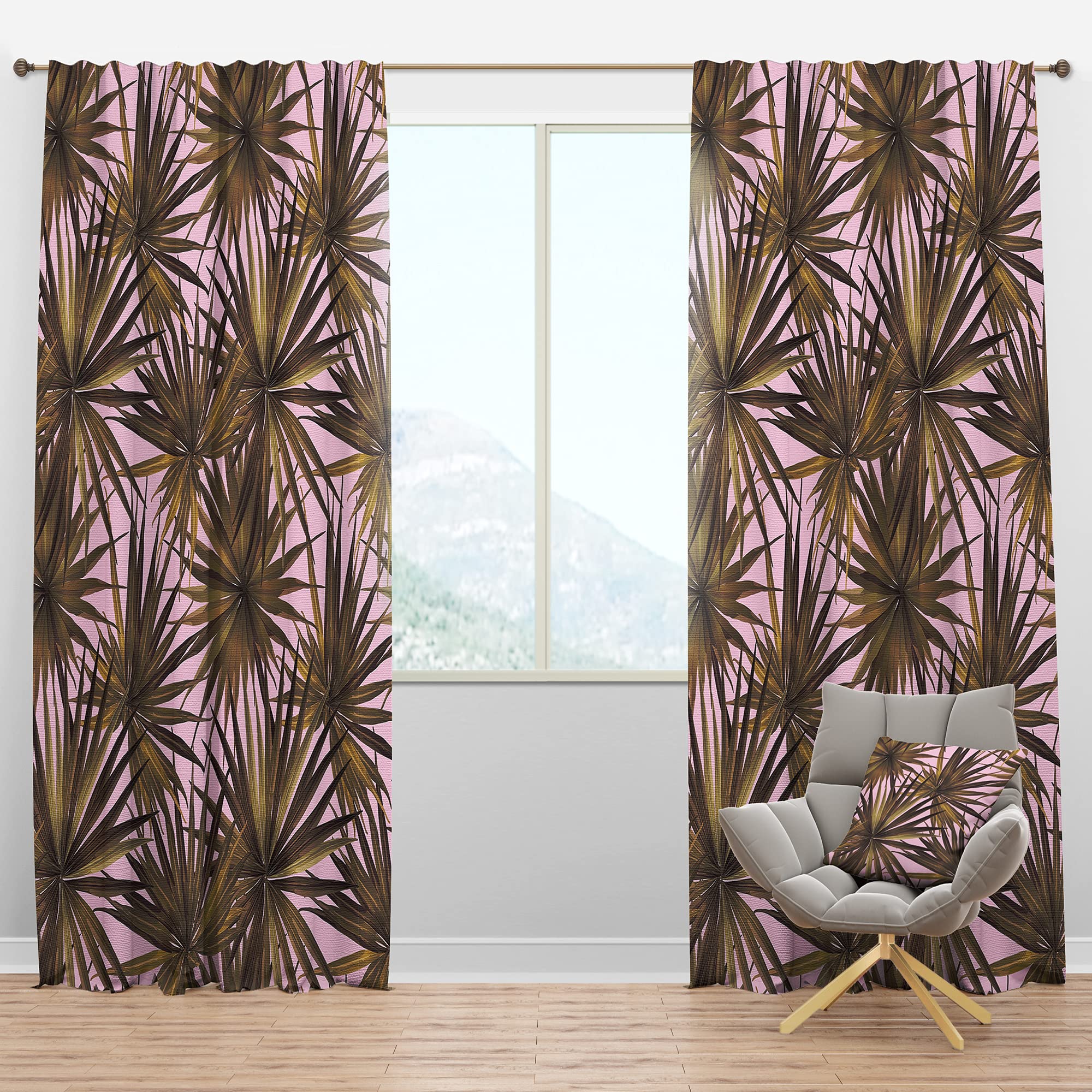 DesignQ Blackout Curtains 'Tropical Leaves On Pink' - Thermal Insulated Single Panel (52x90 Inches) for Bedroom & Living Room - Perfect for Light Blocking, Privacy & Energy Saving