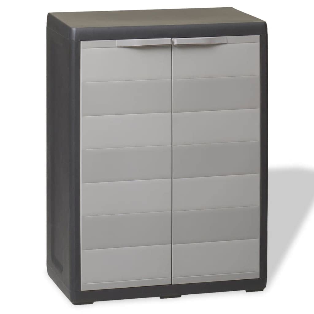 Hongxinq Outdoor Storage Cabinet with 2 Doors & 1 Shelf - Waterproof Garden Cabinet for Garage, Patio, Office - Multi-Purpose Organizer for Tools, Cushions & Supplies (Grey)
