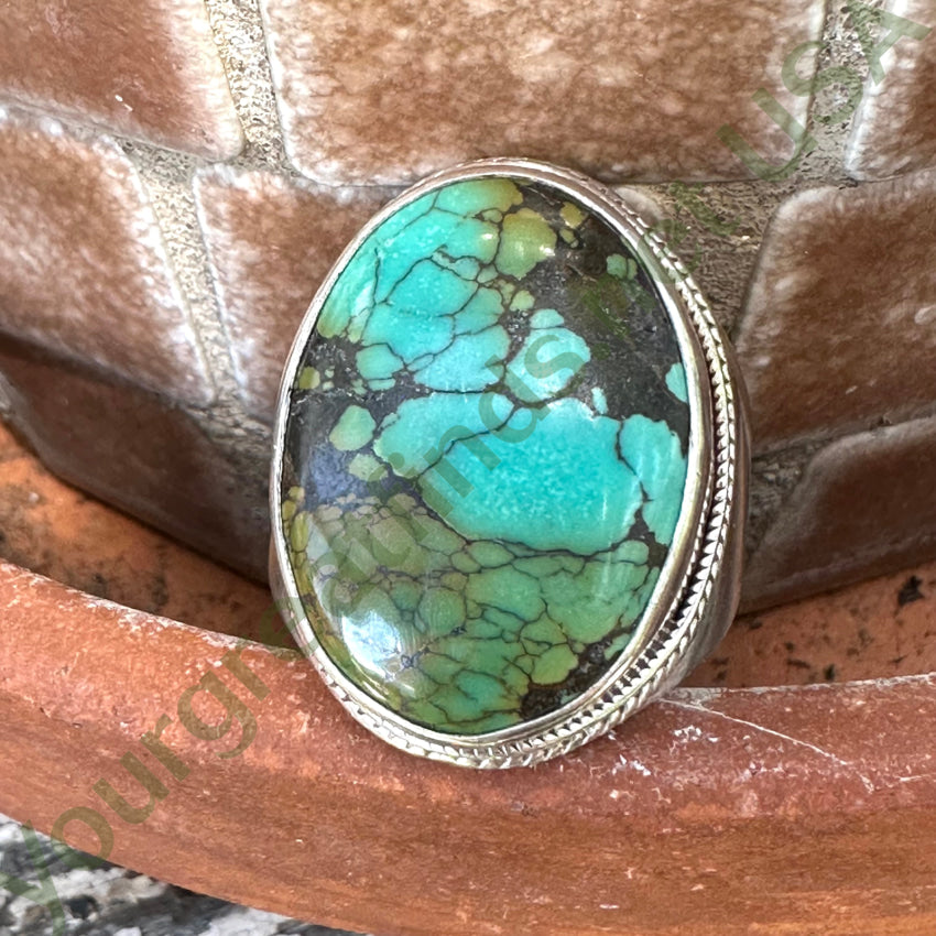 925 Sterling Silver Spider Web Turquoise Ring - Size 13.5 for Men & Women - Handmade Boho Jewelry for Halloween, Gothic Fashion & Everyday Wear