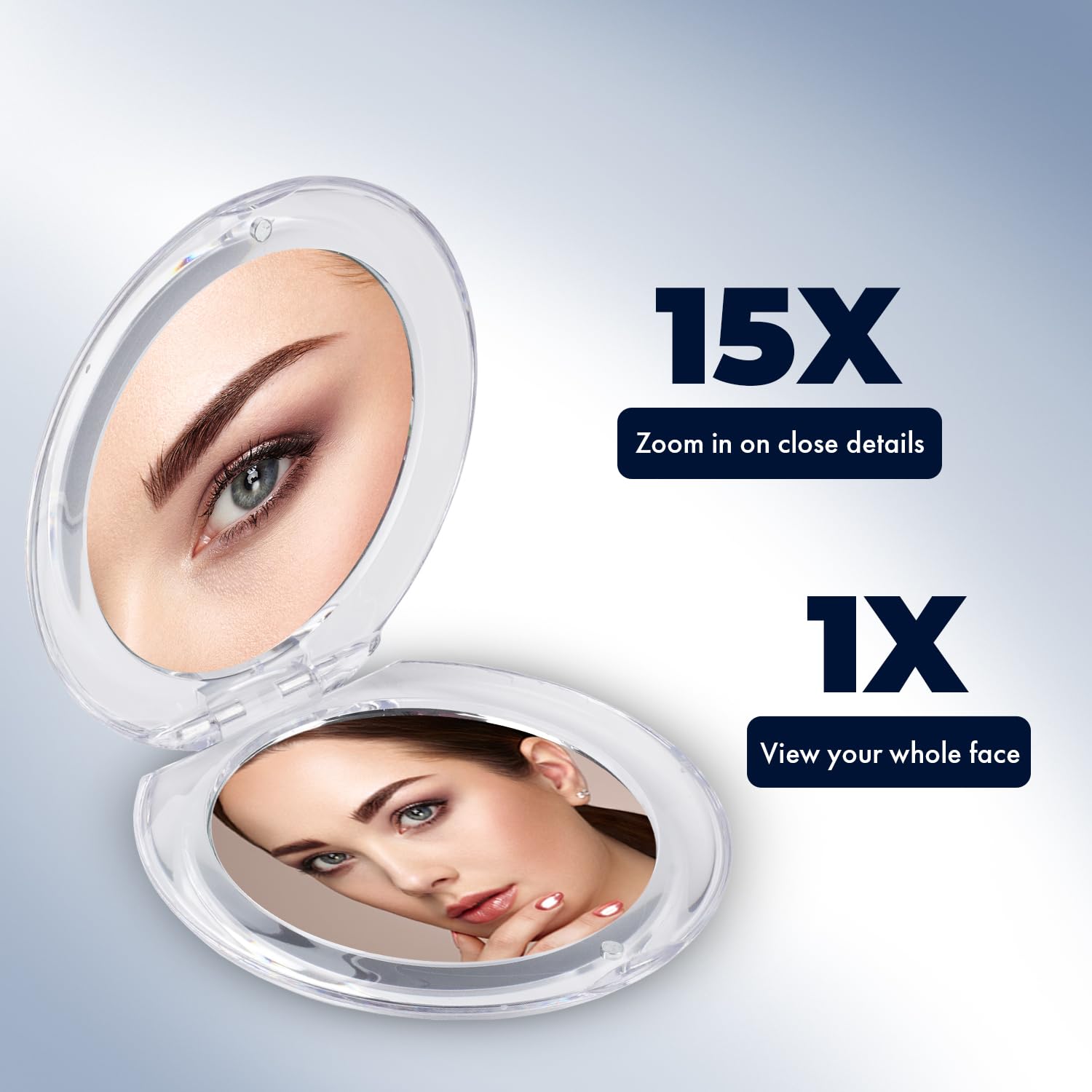 Compact 15X Travel Makeup Mirror - Lightweight Foldable for Purse & Handbag - Perfect for On-the-Go Touchups