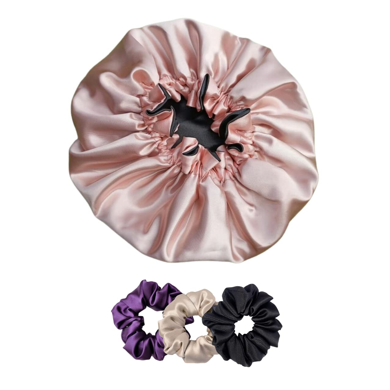 Atrube Handmade Reversible Satin Bonnet for Sleeping - Adjustable Satin Hair Cap with Free Scrunchies (Multicolor) | Perfect for Nighttime Hair Protection, Travel & Natural Hair Care