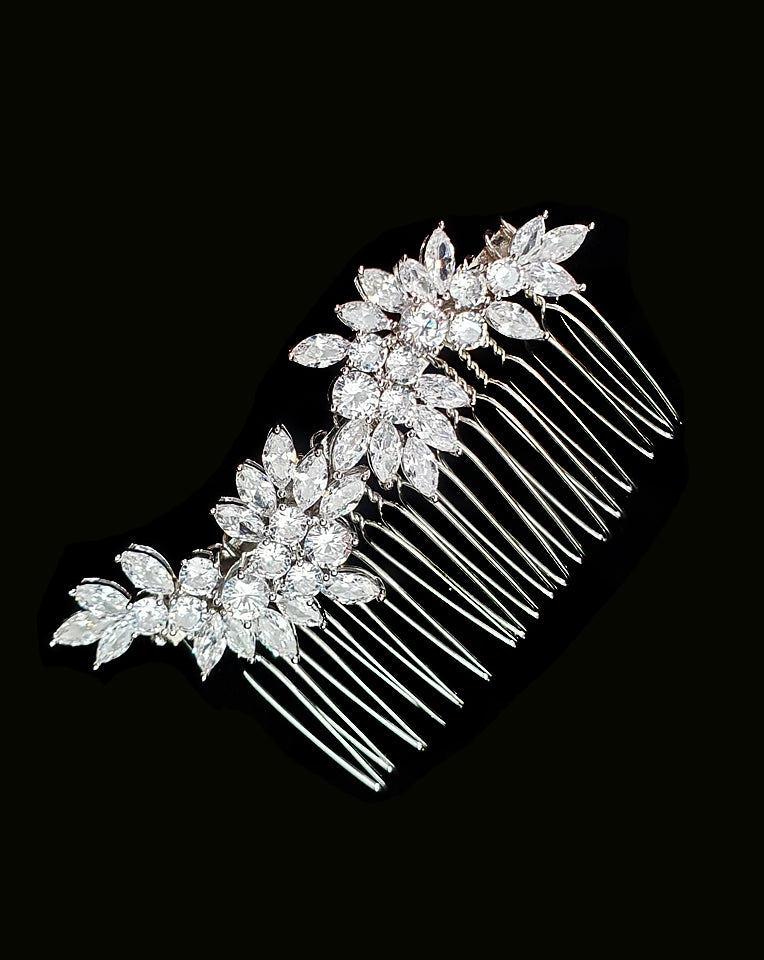 Elegant Bridal Hair Comb with Crystals - Soft & Romantic Side Hair Accessory for Weddings by Stephanie Browne | Perfect for Brides, Prom, and Formal Events