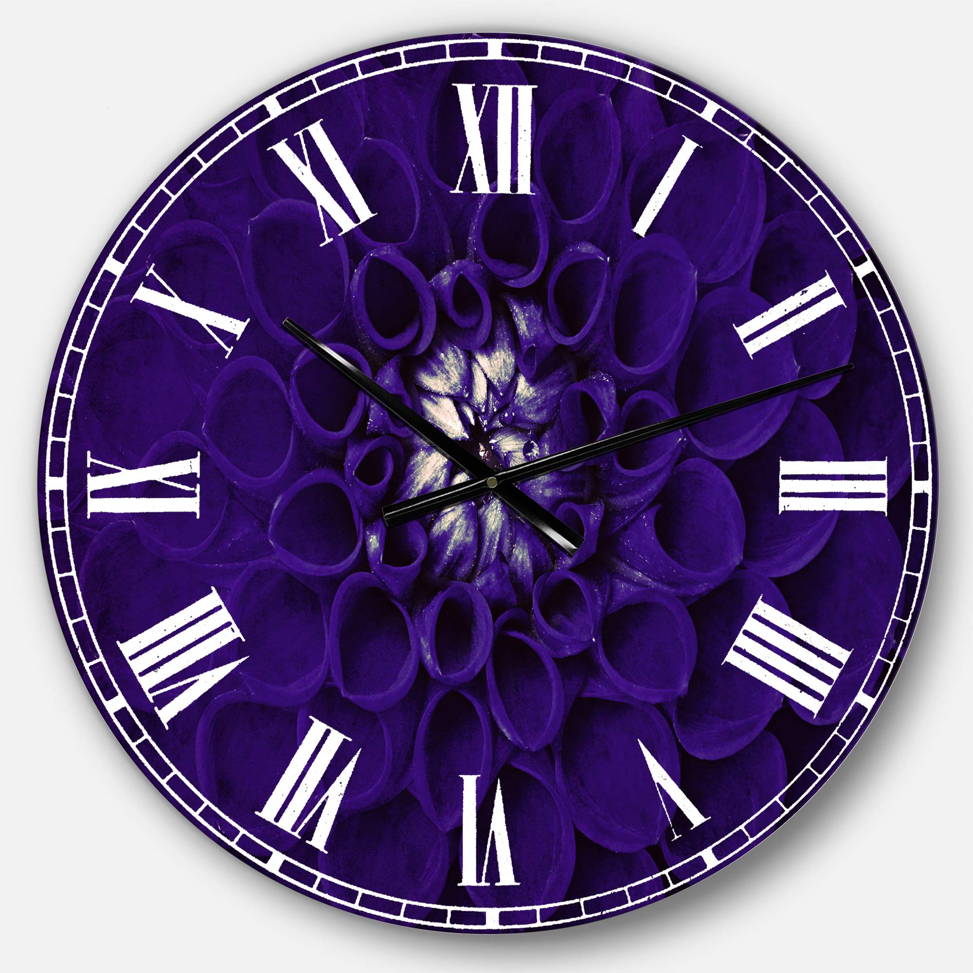Designart 'Abstract Blue Flower Design' Oversized Floral Metal Wall Clock - Large Decorative Clock for Living Room, Office & Bedroom - Perfect for Home Decor, Modern Interior Design & Gift Giving