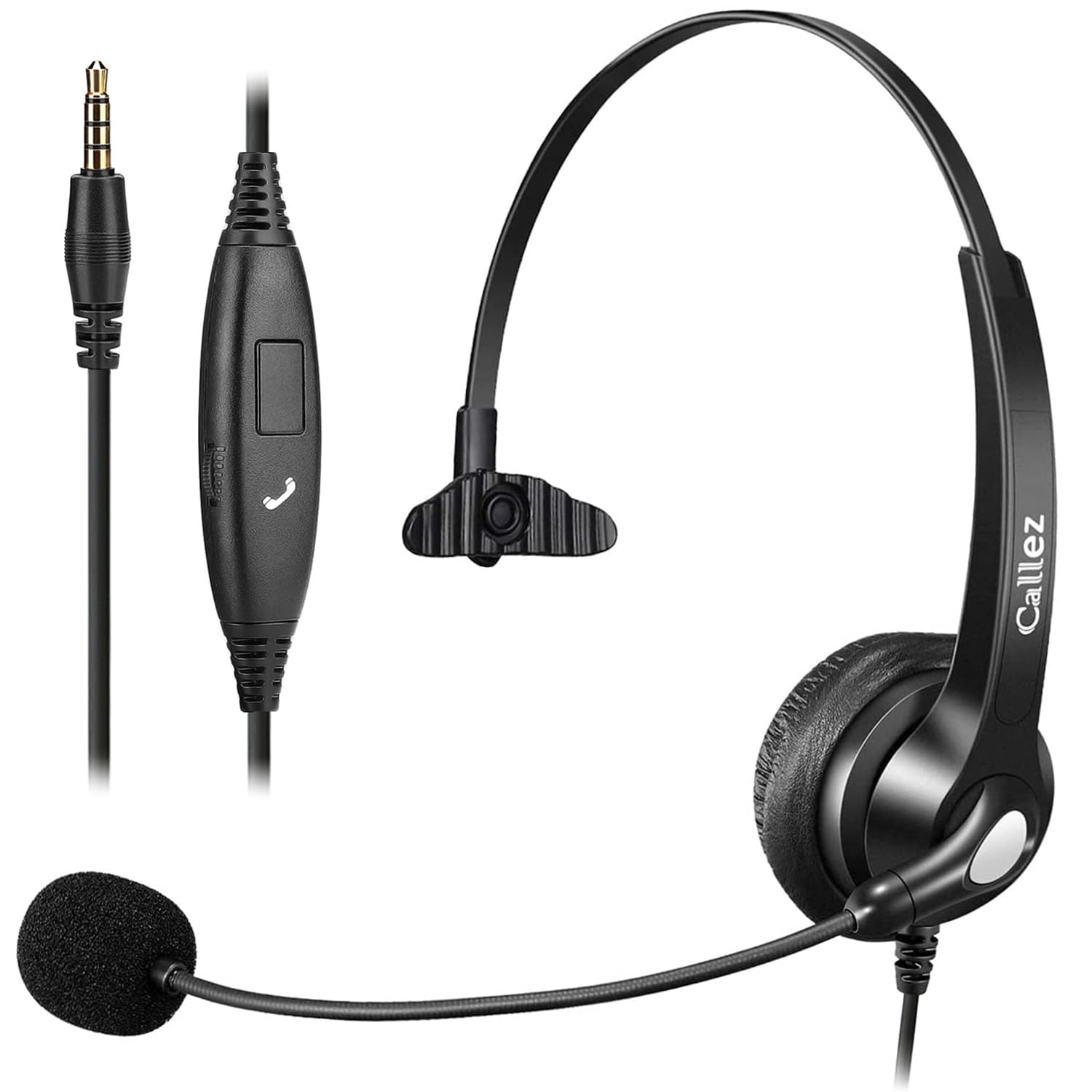 Callez 3.5mm Wired Headset with Microphone & Noise Cancelling - Compatible with iPhone, Laptop, Computer, Mac, Tablet - Ideal for Teams, Zoom, Skype Calls, Business, Call Center & Office Use - Ultra Comfortable Design for Long Wear
