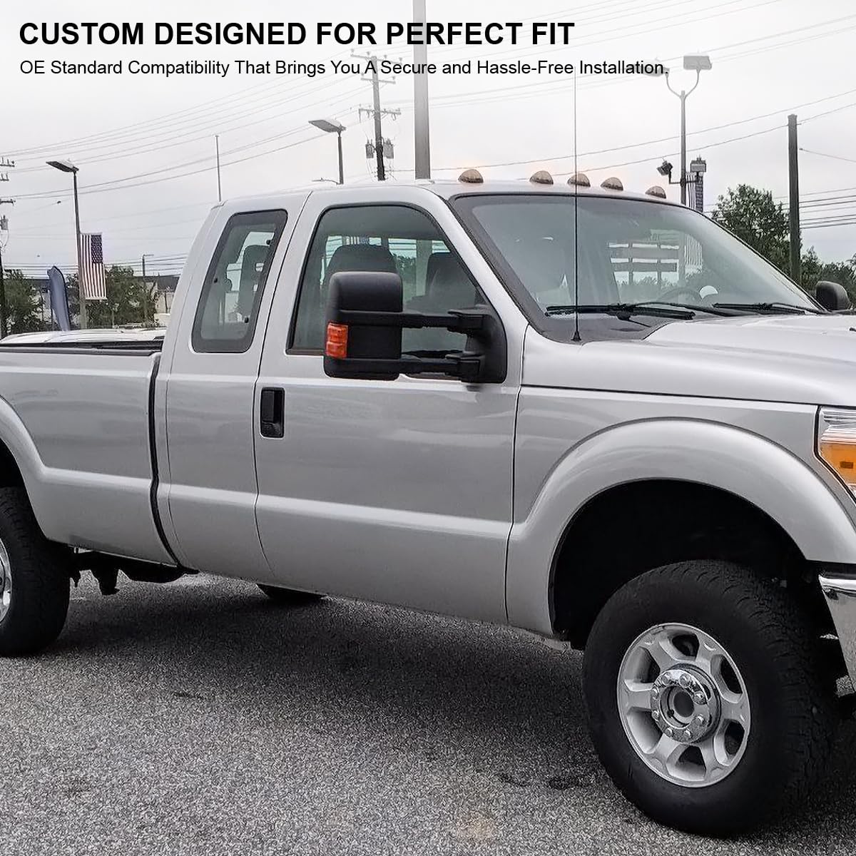 Spec-D Tuning Manual Towing Mirrors with Turn Signal Lights for 2003-2015 Ford F250 Super Duty - Perfect for Enhanced Visibility & Safety While Hauling Trailers or Large Loads