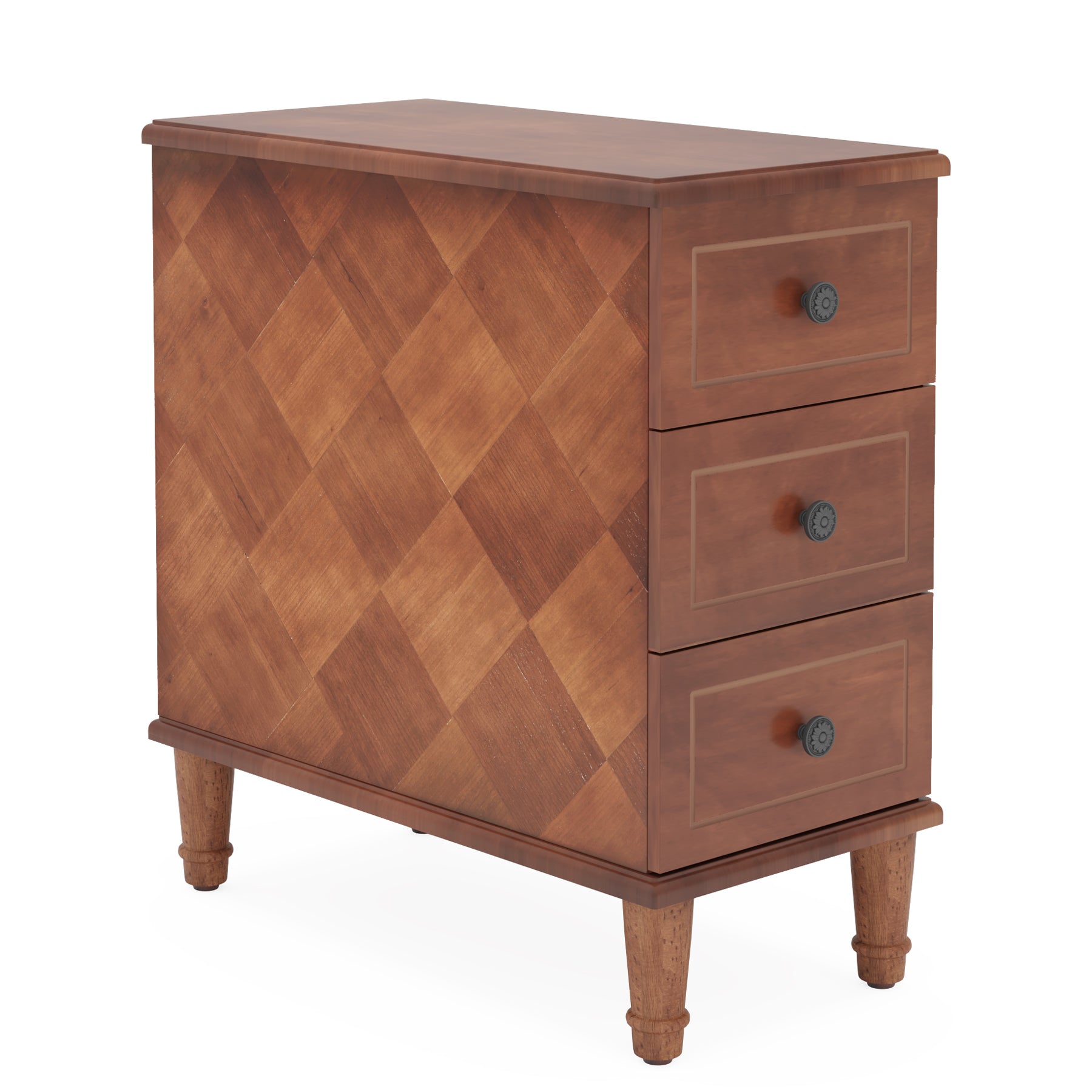 Solid Wood Nightstand with 3 Drawers - Fully Assembled Narrow Bedside Table for Small Spaces | Perfect for Bedrooms, Apartments & Dorm Rooms