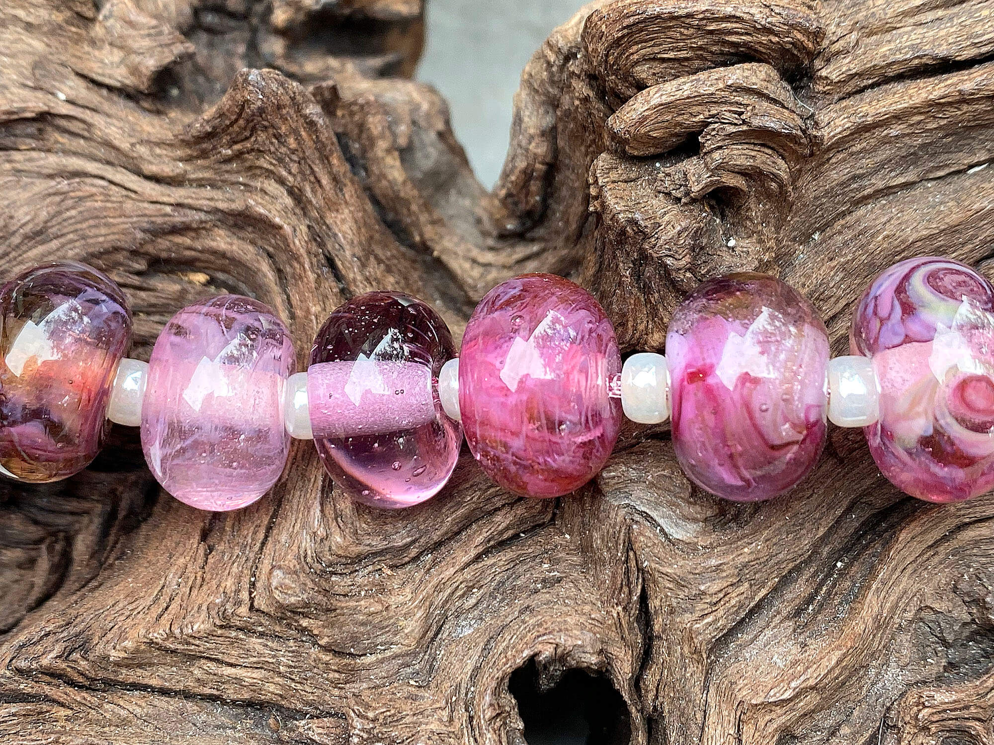 10pcs Wild Berry Pink Shimmer Lampwork Glass Beads for Jewelry Making - DIY Bracelet, Necklace, Earrings Craft Supplies - Perfect for Boho, Handmade & Gift Projects