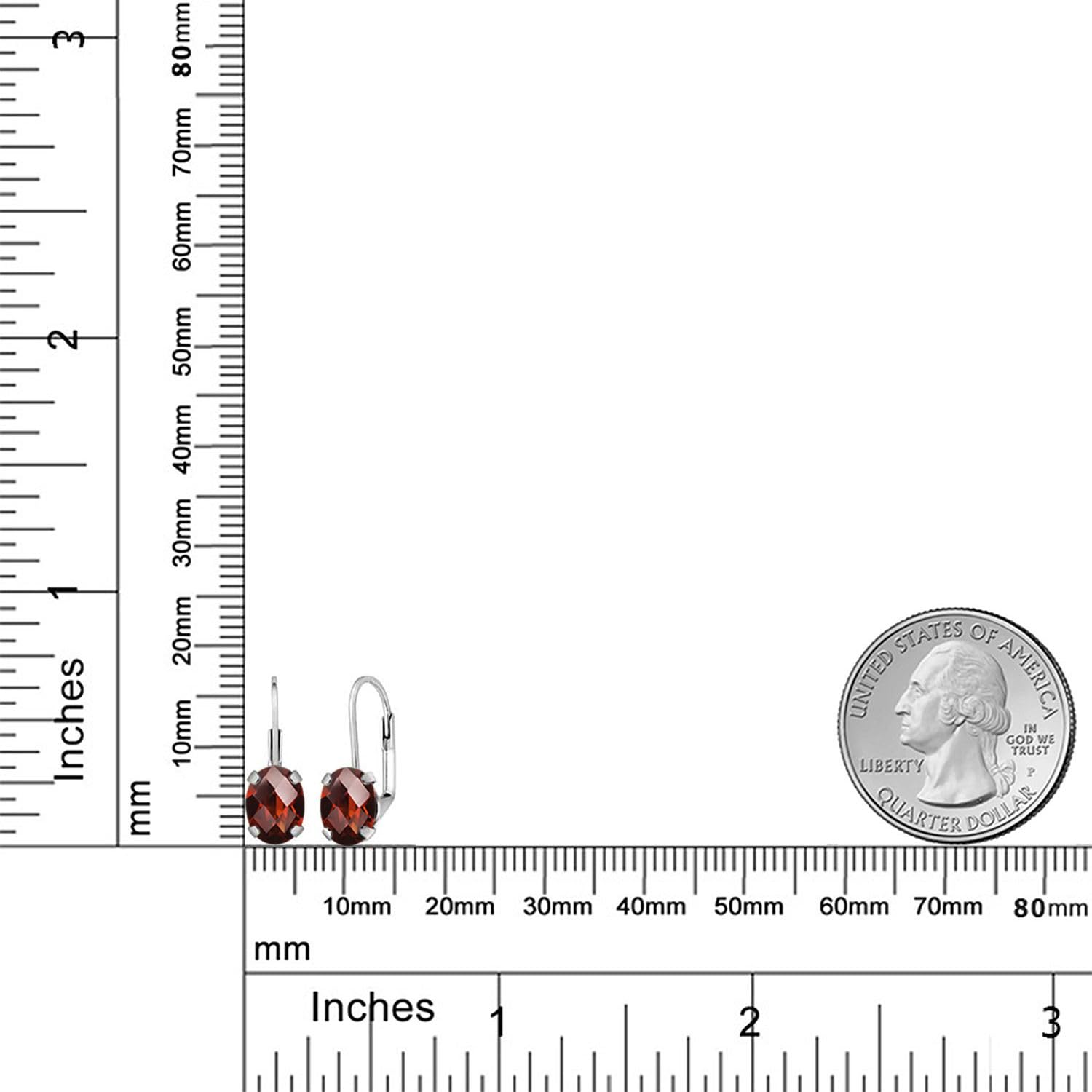 2.80 Ct Oval Checkerboard Red Garnet 925 Sterling Silver Earrings for Women | Gem Stone King | Elegant Dangle Earrings for Parties, Weddings & Special Occasions