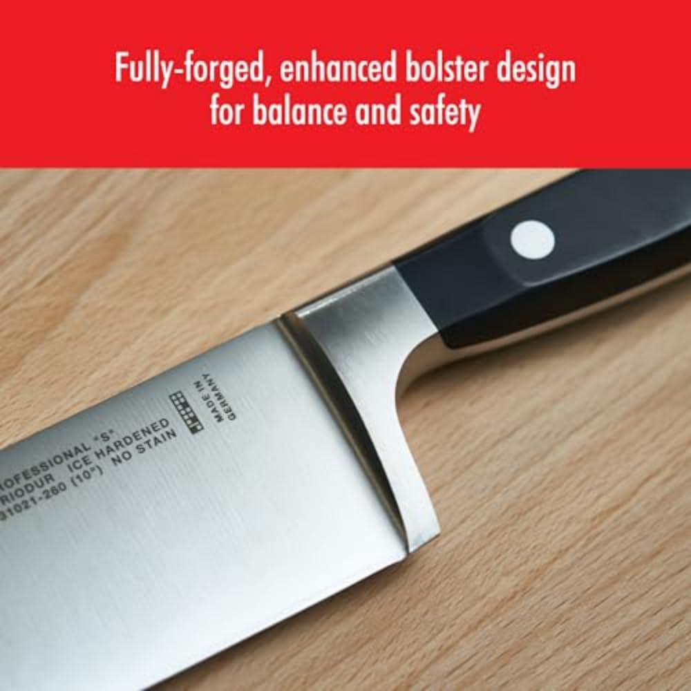 ZWILLING Professional S 10-inch German Chef's Knife - Razor-Sharp High Carbon Stainless Steel Blade, Dishwasher Safe - Perfect for Slicing, Dicing, and Chopping Vegetables, Meat, and Herbs in Professional Kitchens & Home Cooking
