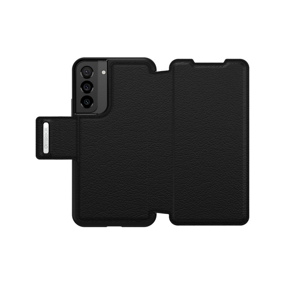 Otterbox Strada Series Premium Leather Wallet Case for Samsung Galaxy S22+ (Black/Pewter) - Slim Protective Cover with Card Slots & Kickstand for Everyday Use & Travel