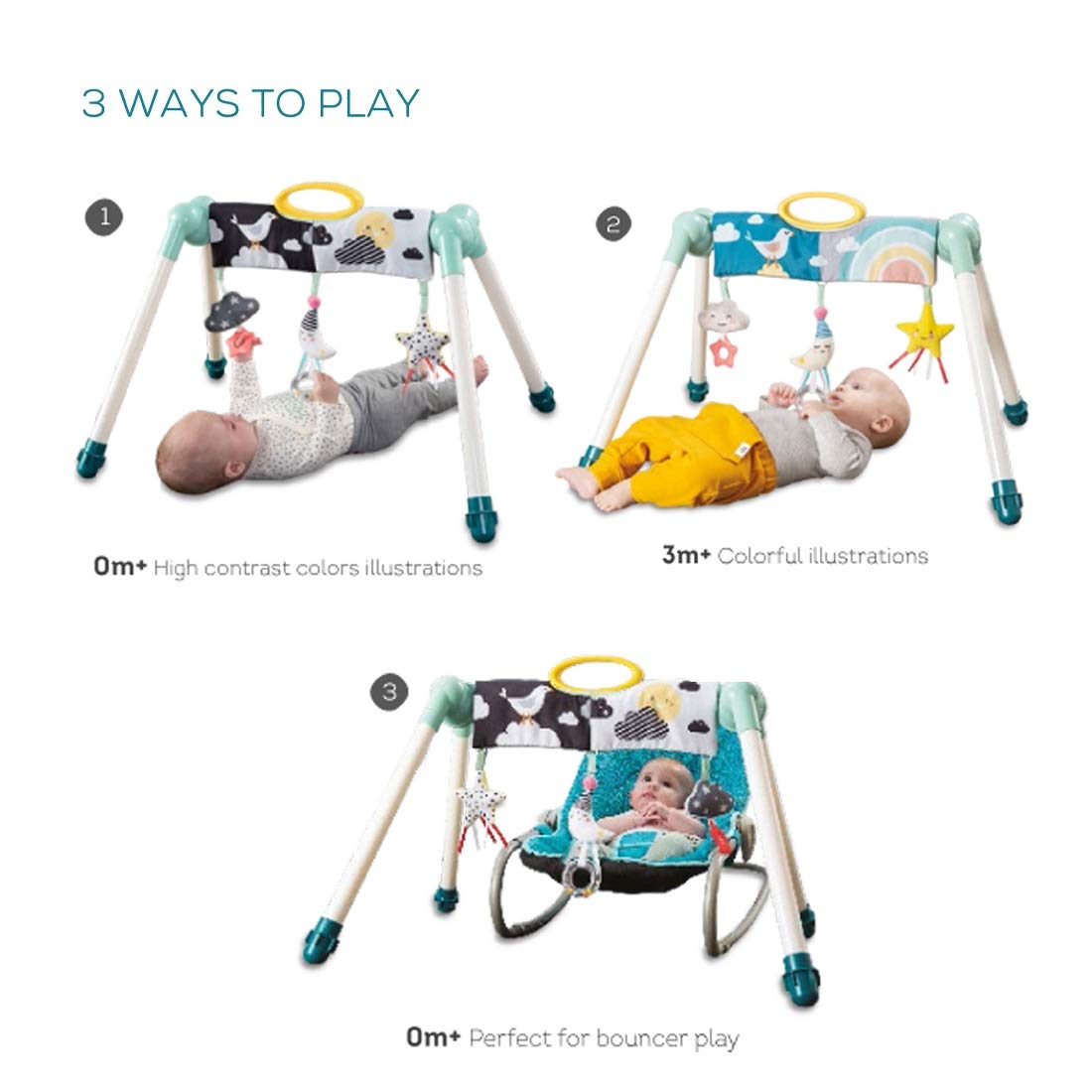 Taf Toys 12525 Mini Moon Activity Gym - Soft Baby Play Mat with Hanging Toys for Newborns & Infants | Interactive Developmental Play Space for Tummy Time & Sensory Stimulation