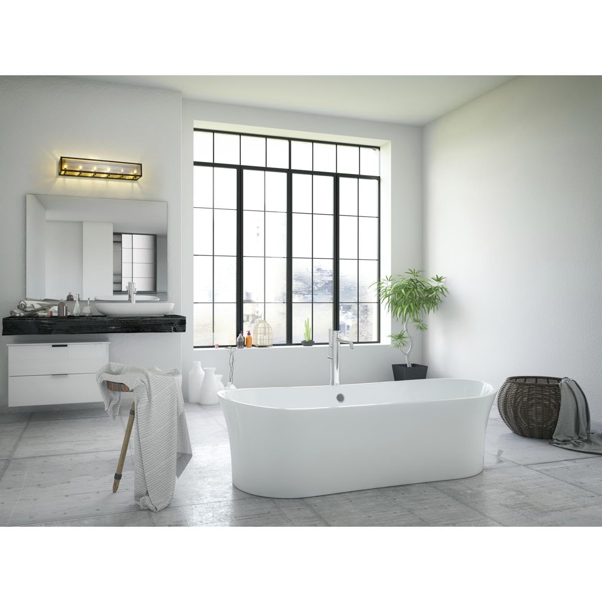 Z-Lite 6 Light Vanity Bathroom Light Fixture 802-6V-MC, Charcoal Finish - Perfect for Modern Bathroom, Powder Room & Dressing Area Lighting