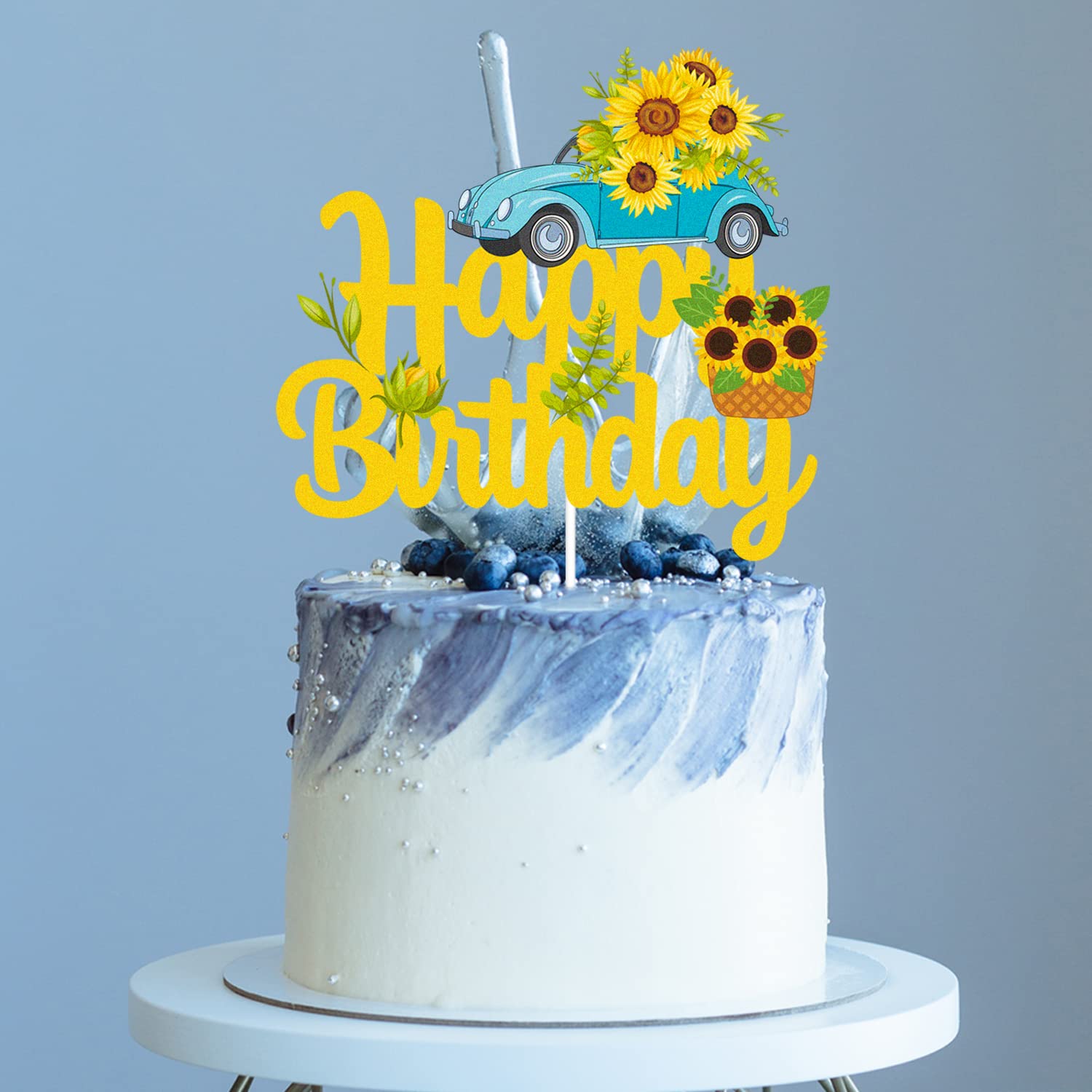 Sunflower Happy Birthday Cake Topper - Spring Bee Decor for Birthday & Wedding Parties | Perfect for Spring Celebrations, Baby Showers & Garden-Themed Events