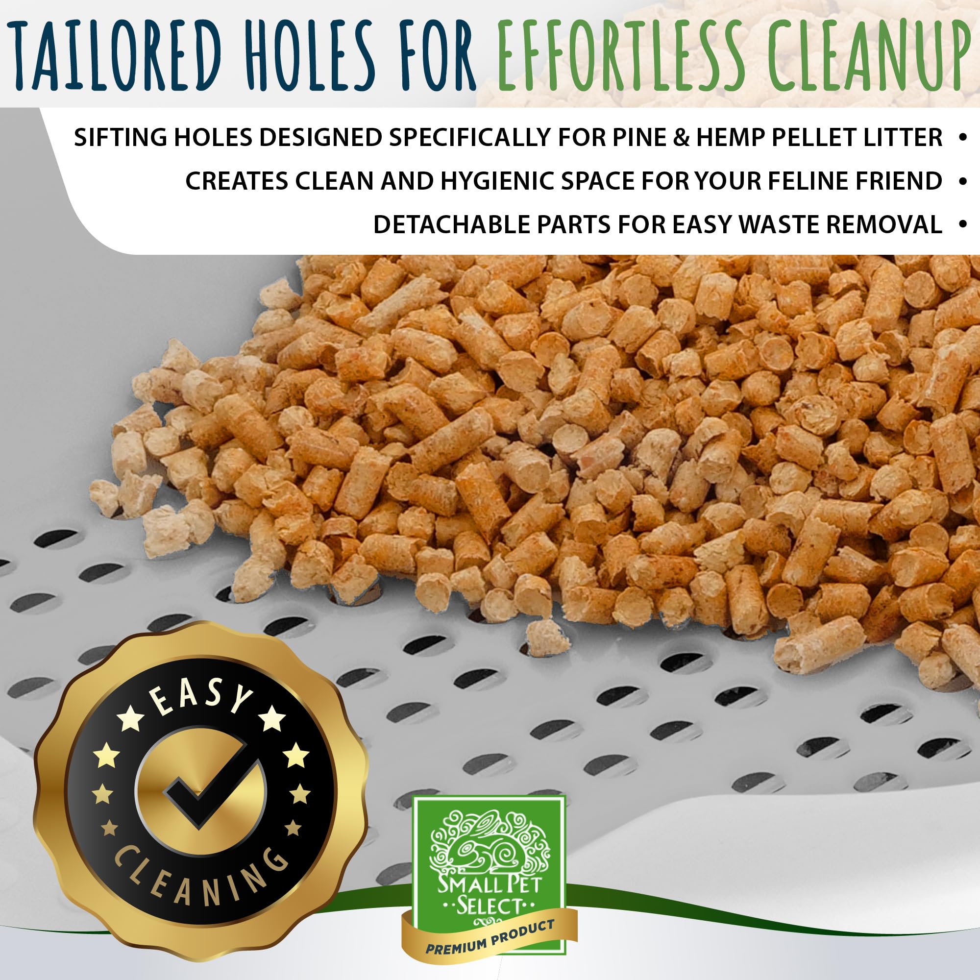 Premium Sifting Cat Litter Box with Scoop & Pee Pads - Easy Clean for Cats & Small Pets at Home