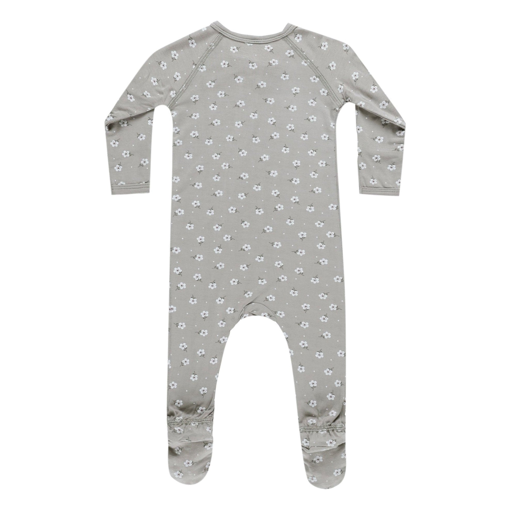 Bamboo Zip Footie Pajamas for Baby - Soft & Breathable Dusty Blue Ditsy Print - Final Sale - Perfect for Nursery, Sleepwear & Playtime