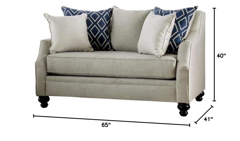 Furniture of America Hollie Fabric Upholstered Loveseat in Ivory - Comfortable Small Sofa for Living Room, Apartment & Office - Perfect for Cozy Seating and Home Decor