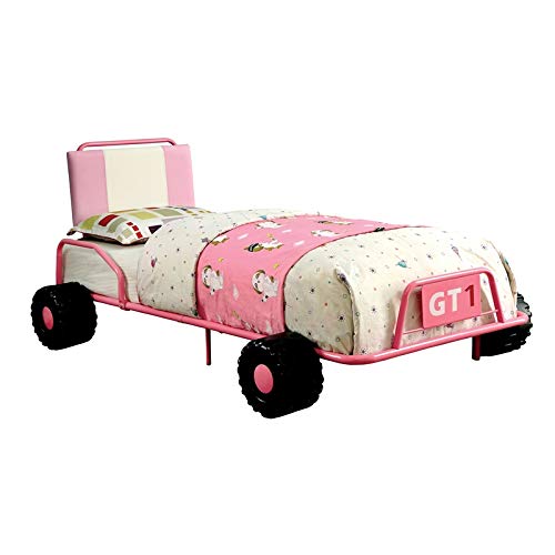 FOA Ramirez 3-Piece Pink Metal Youth Bedroom Set - Twin Bed, Nightstand & Wardrobe | Modern Girls Room Furniture | Perfect for Teen Bedrooms, Dorm Rooms & Small Spaces