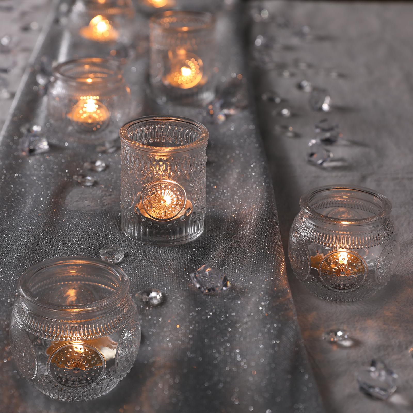 30 Pcs Clear Glass Votive Candle Holders - Wedding Centerpieces, Table Decor, Tea Light Holders for Party, Reception & Boho Decor - Perfect for Weddings, Dinner Parties & Home Decor