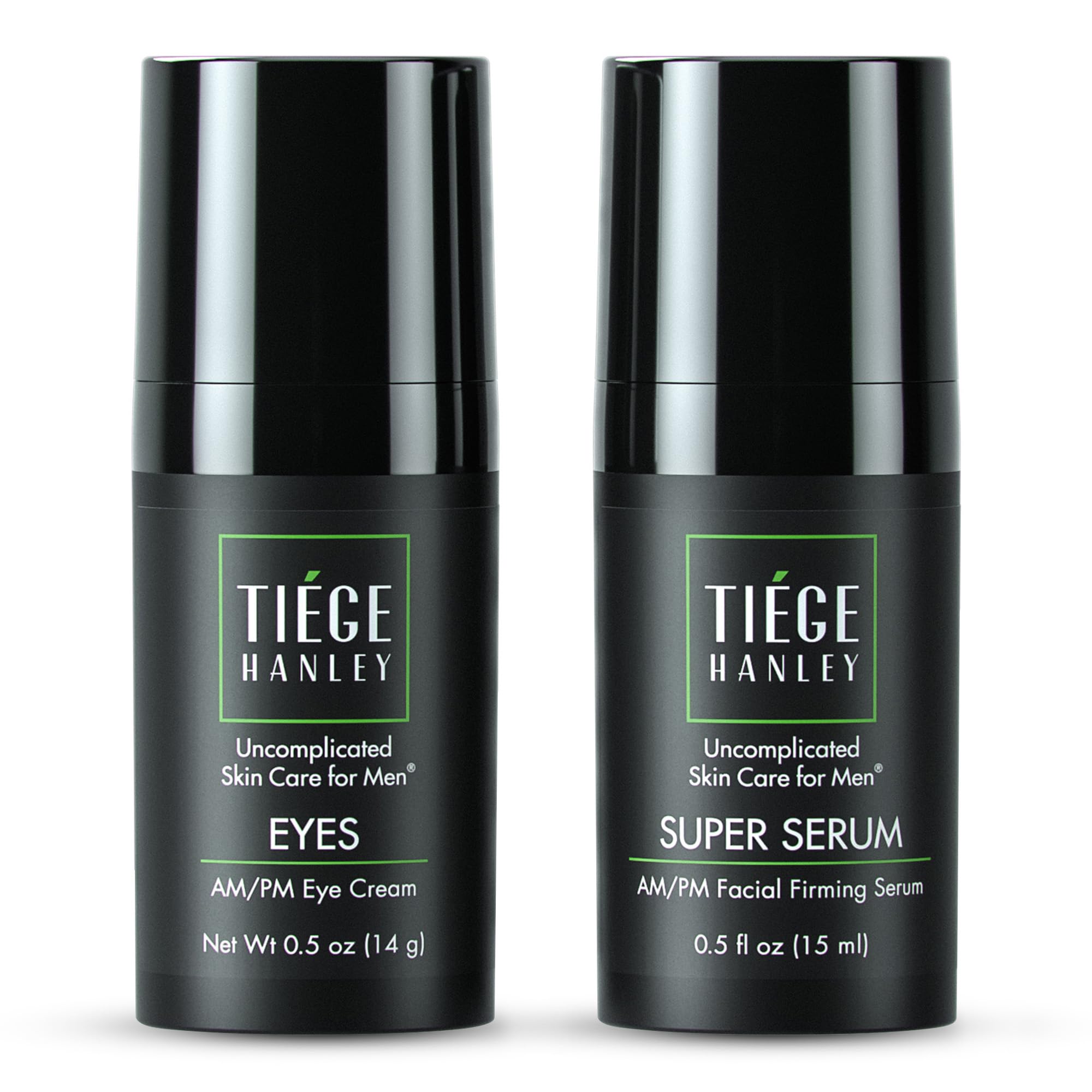 Tiege Hanley Eye Cream & Face Serum Set - Advanced Anti-Aging Skincare Bundle for Dark Circles, Puffiness & Wrinkles | Hydrating & Firming Treatment for Men | Perfect for Daily Skincare Routine & Nighttime Repair