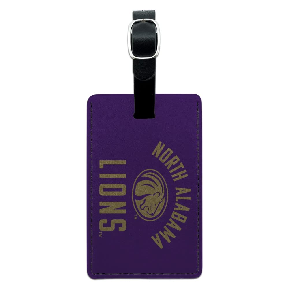 UNA Lions Rectangle Leather Luggage Tag - Durable Suitcase ID Card Holder for Travel Carry-On Bags - Perfect for Business Trips, Vacations & Airport Identification