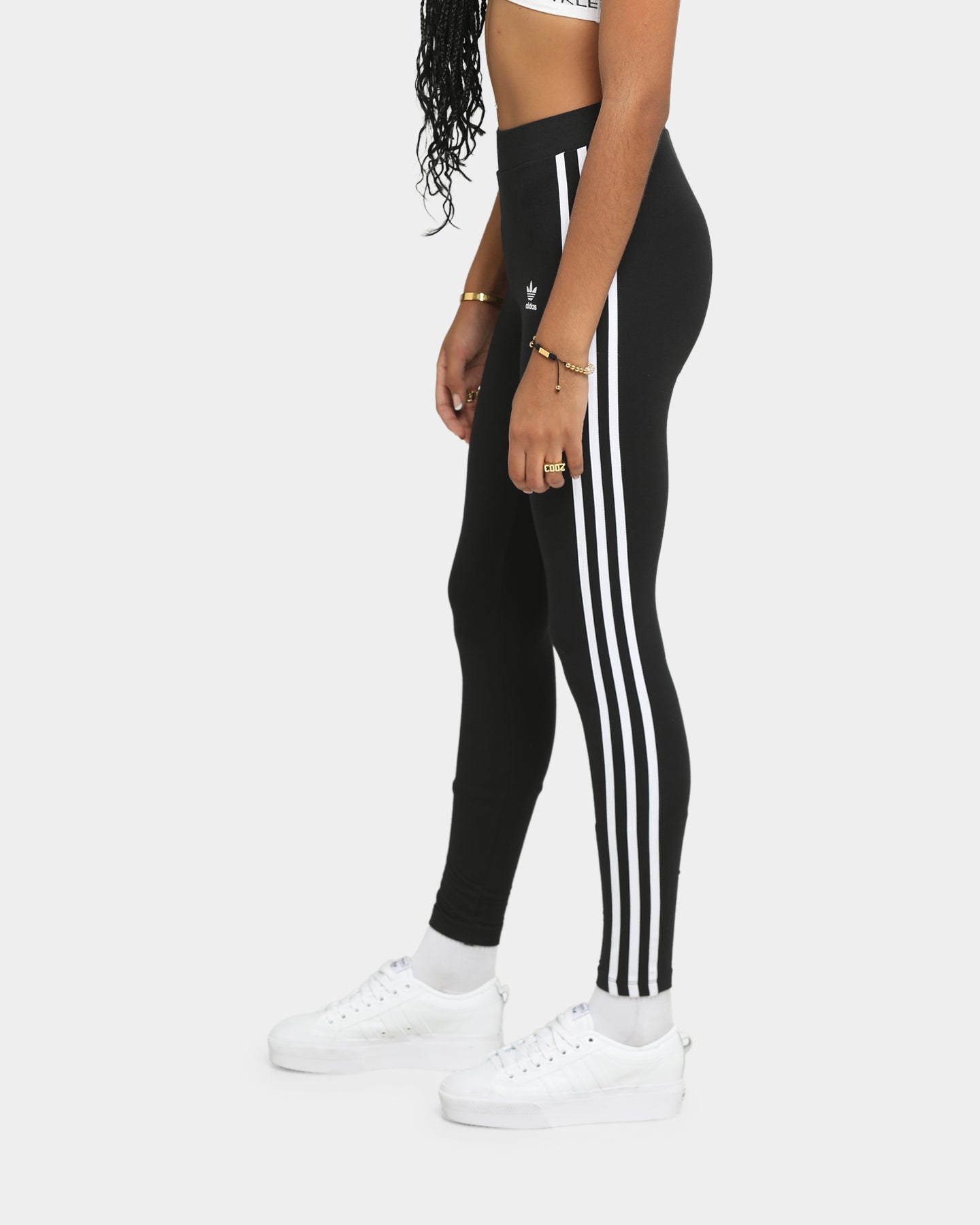 Adidas 3 Stripe Tight Black - Women's Yoga Pants for Running, Workout & Gym - High Waisted Leggings with Moisture Wicking Fabric