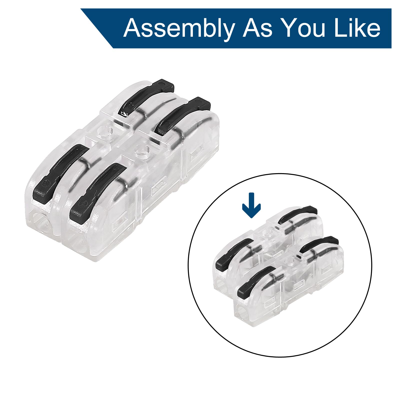 20pcs Black Lever Wire Connectors - 1 to 1 Inline Electrical Connectors for 28-12 AWG, Compact Splicing Connectors Assortment | DIY Home Wiring, Electrical Repairs & Automotive Applications