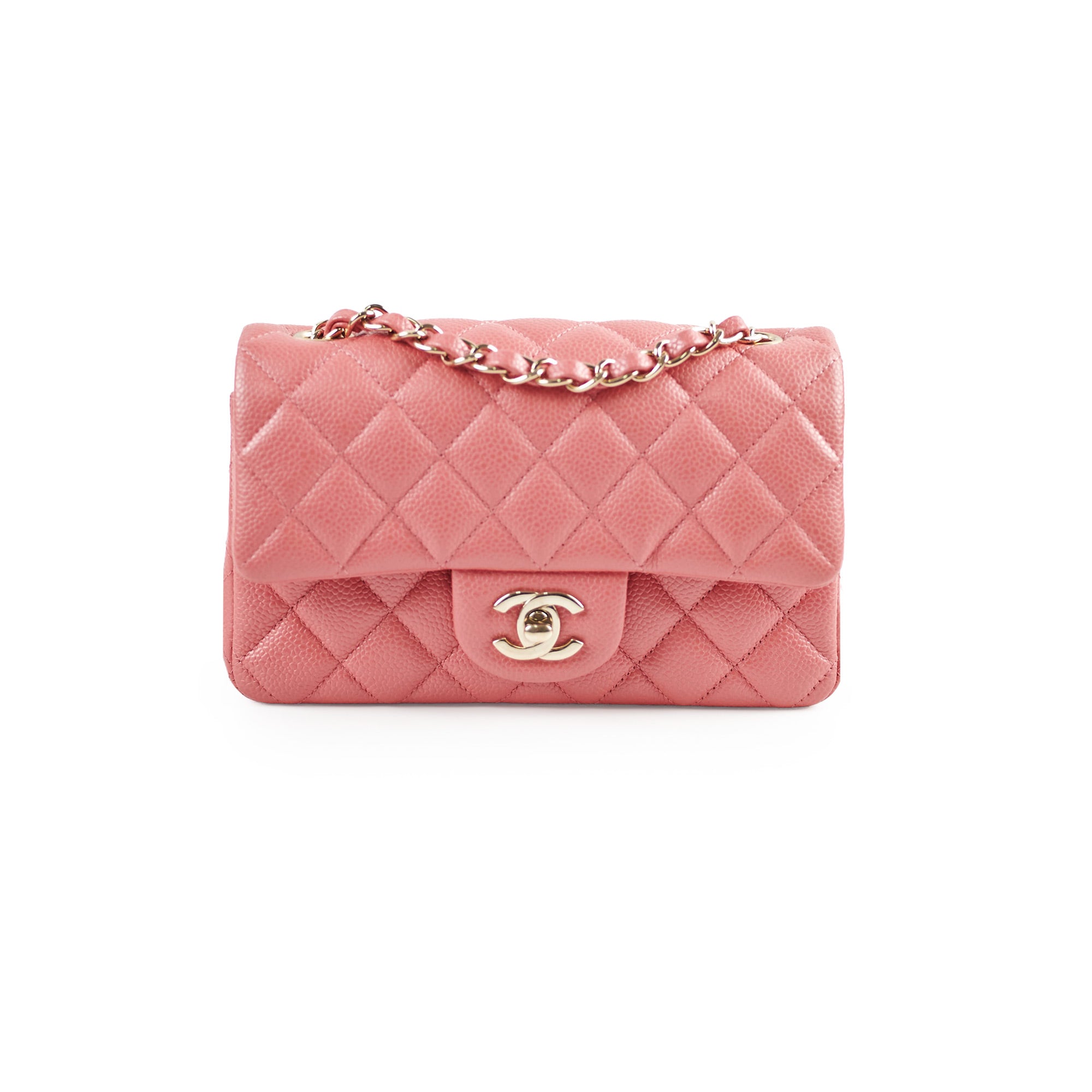Chanel Pearly Pink Rectangular Mini Flap Bag in Caviar Leather - 25 Series | Luxury Crossbody Purse for Women, Perfect for Parties & Evening Events
