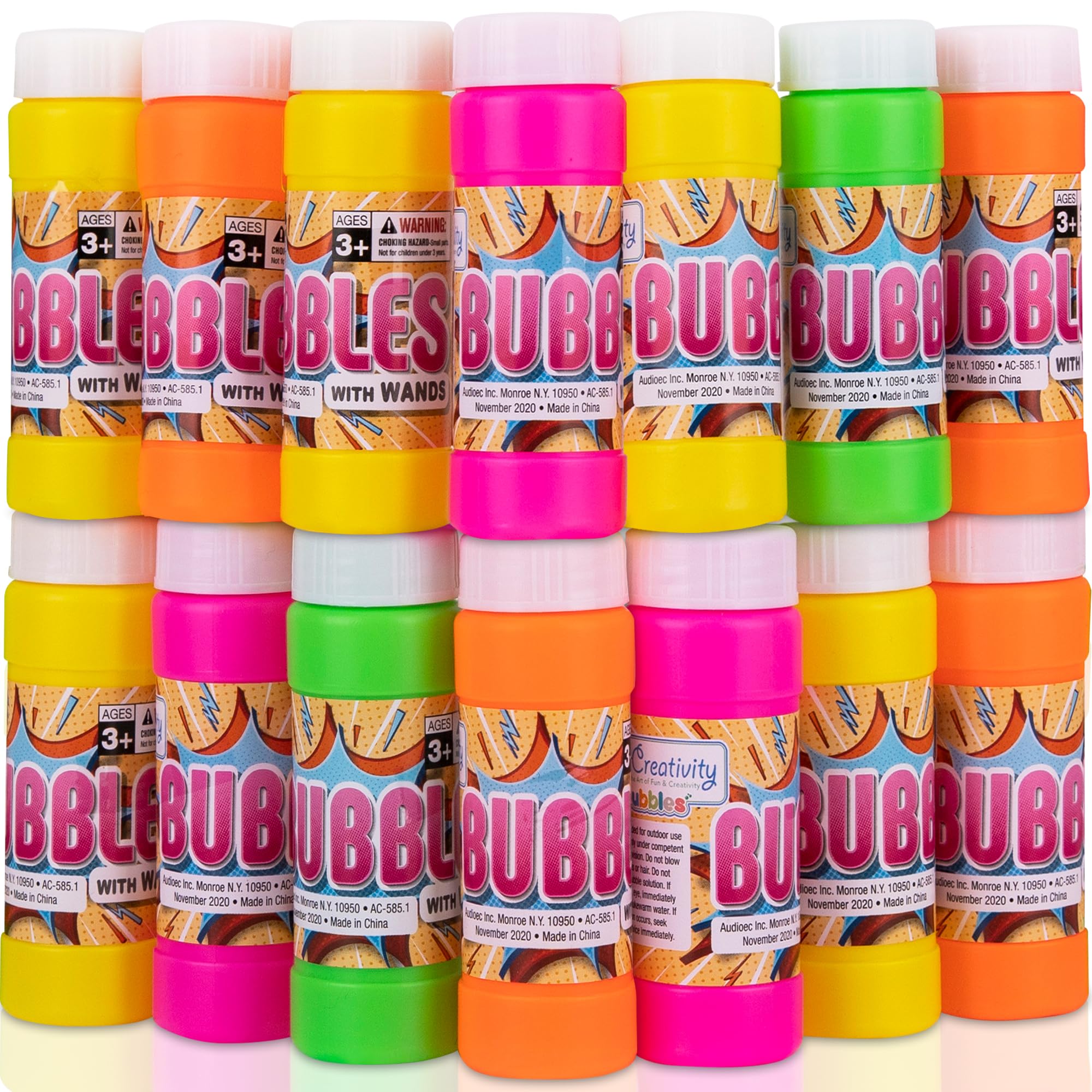 ArtCreativity 48-Pack Bubble Bottles with Wands - Bulk Kids Bubble Toys for Outdoor Summer Fun, Birthday Party Favors, Goodie Bag Fillers (Assorted Colors) | Perfect for Backyard Play, Park Activities & Children's Celebrations