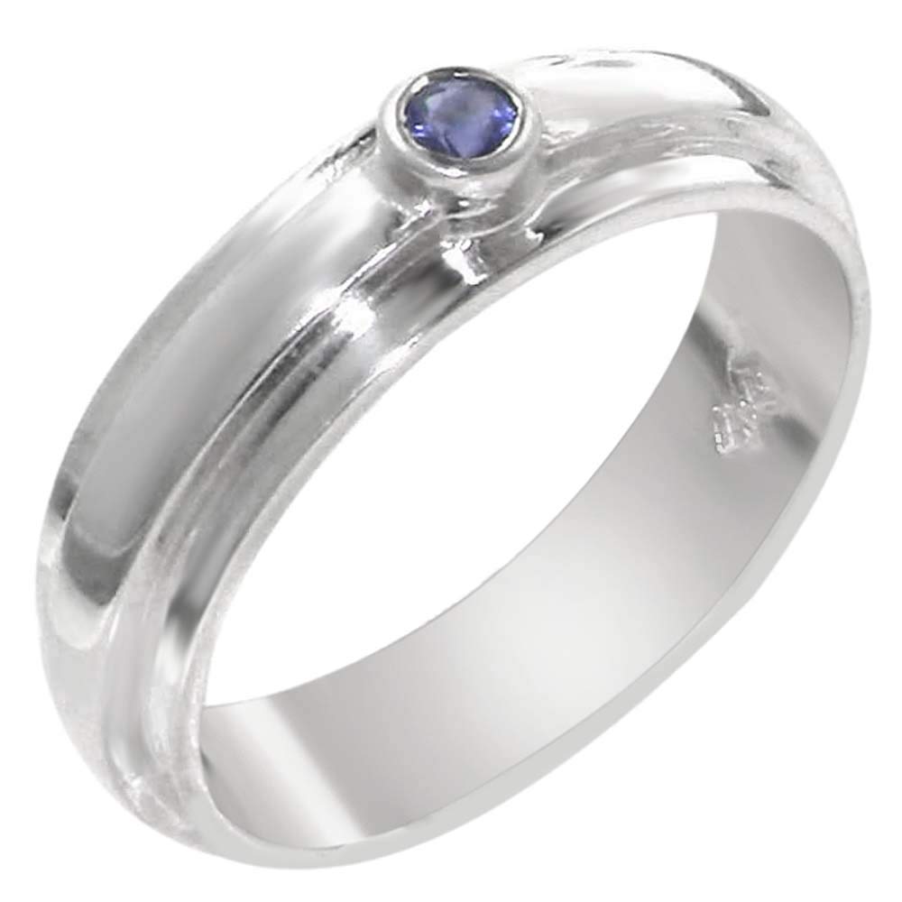 LetsBuyGold 925 Sterling Silver Genuine Sapphire Wedding Band Ring for Women - Perfect for Engagement, Anniversary & Everyday Elegance