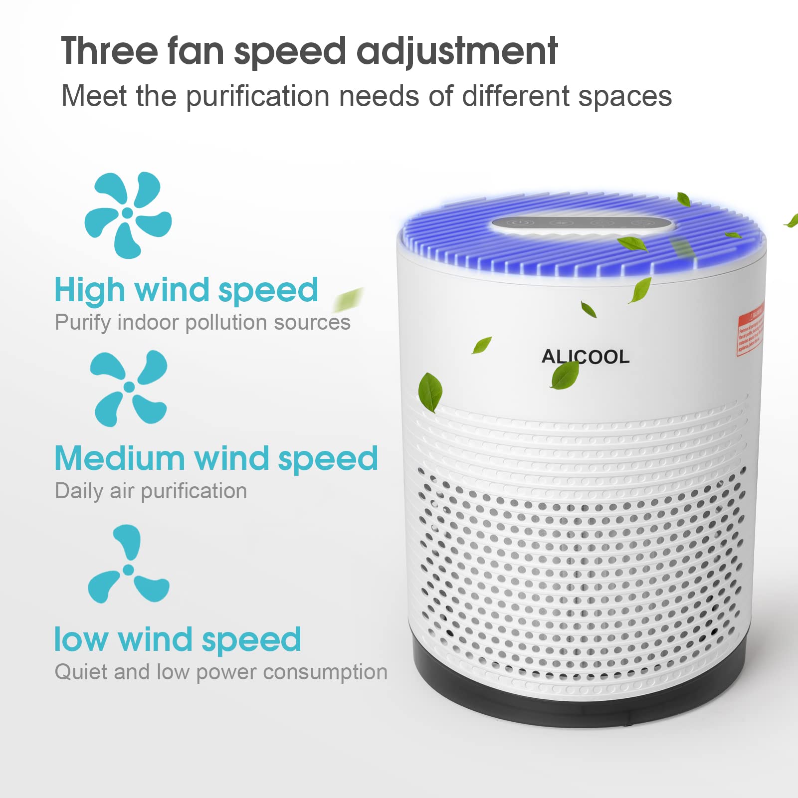 ALICOOL True H13 HEPA Air Purifier - 99.97% Removal of Dust, Pollen, Mold, Pet Hair & Smoke | Quiet Sleep Mode with Night Light | Ideal for Bedroom, Office & Living Room | Improves Air Quality for Allergy & Asthma Relief