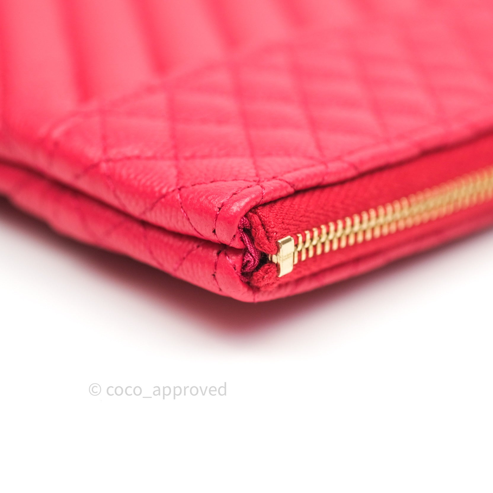 Chanel Chevron Quilted Large Cosmetic Case in Red Caviar Leather with Gold Hardware - Luxury Makeup Bag for Travel & Everyday Use